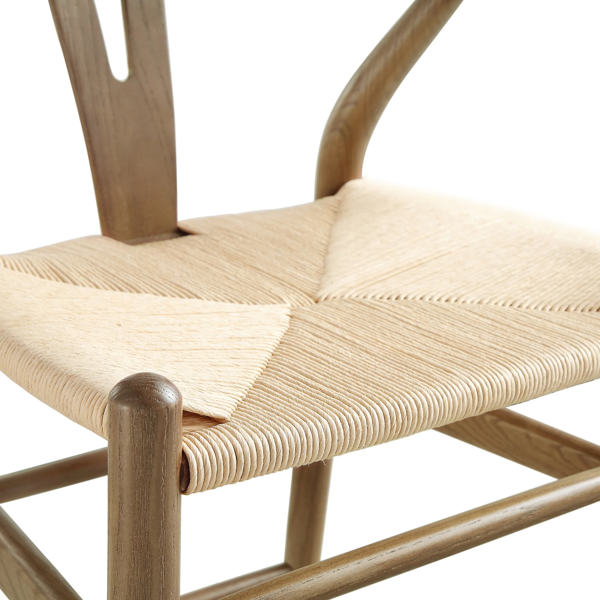 Hansel Wooden Natural Weave Counter Stool, Light Walnut Colour Frame - Image 9
