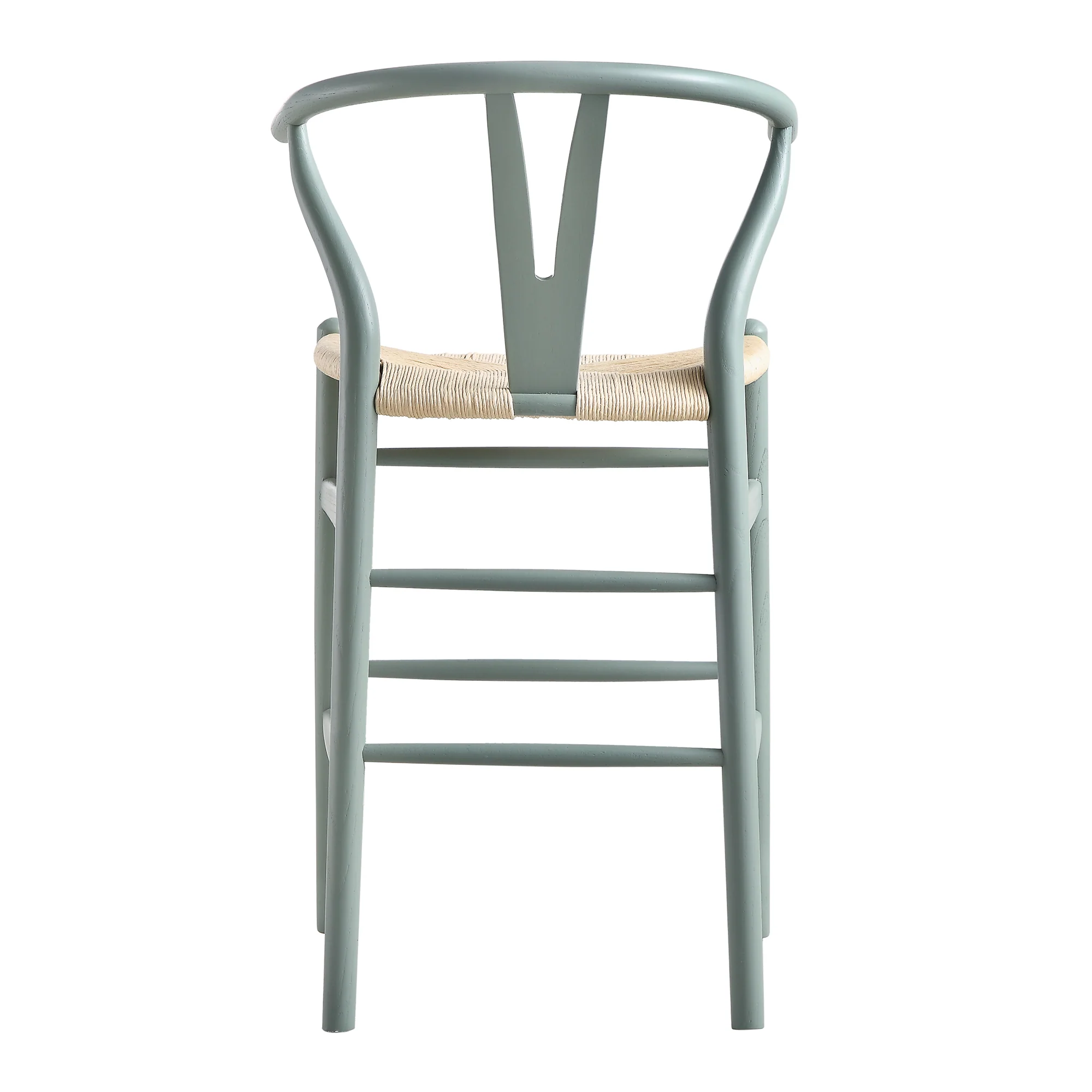 Hansel Wooden Natural Weave Counter Stool, Sage Green Frame - Image 10