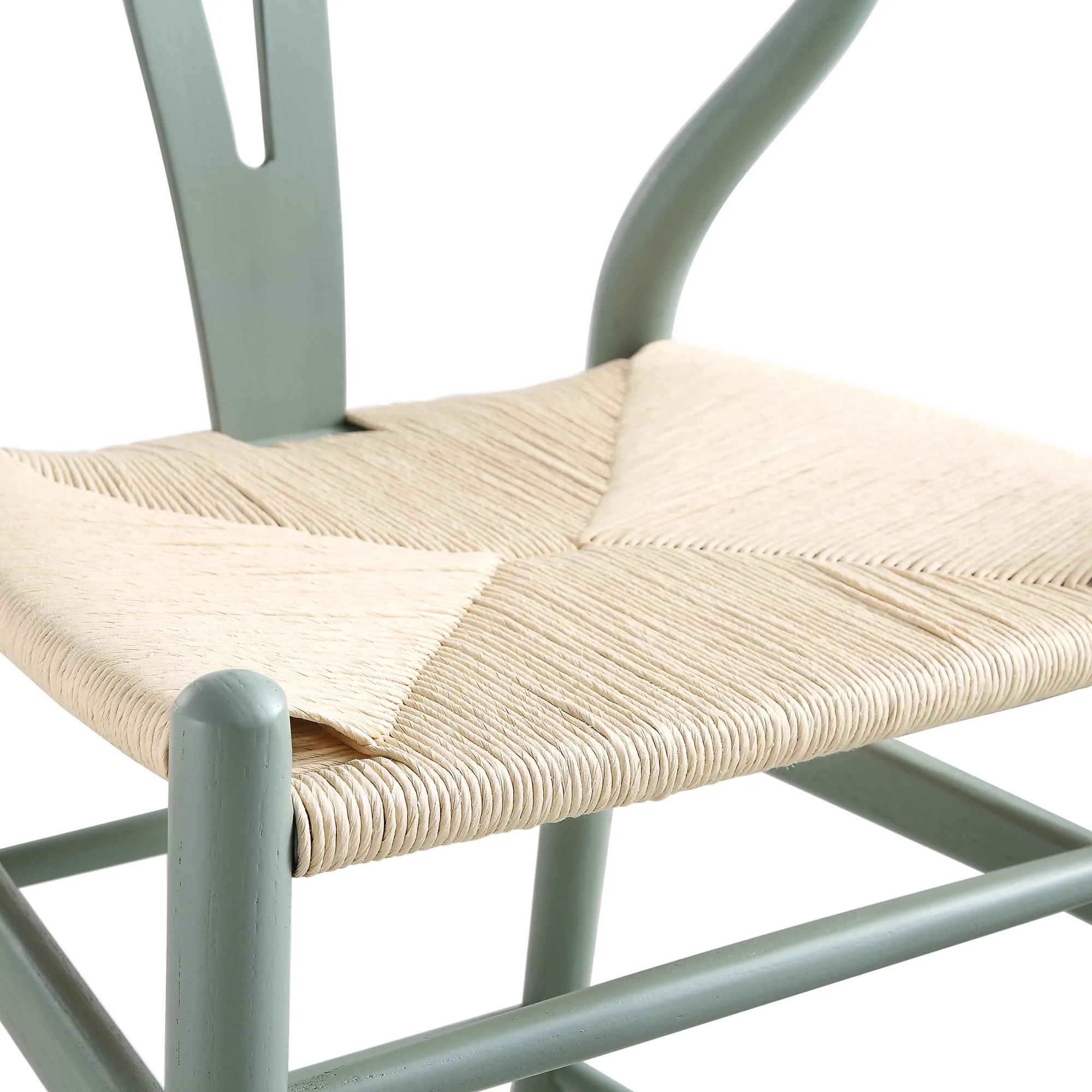 Hansel Wooden Natural Weave Counter Stool, Sage Green Frame - Image 12
