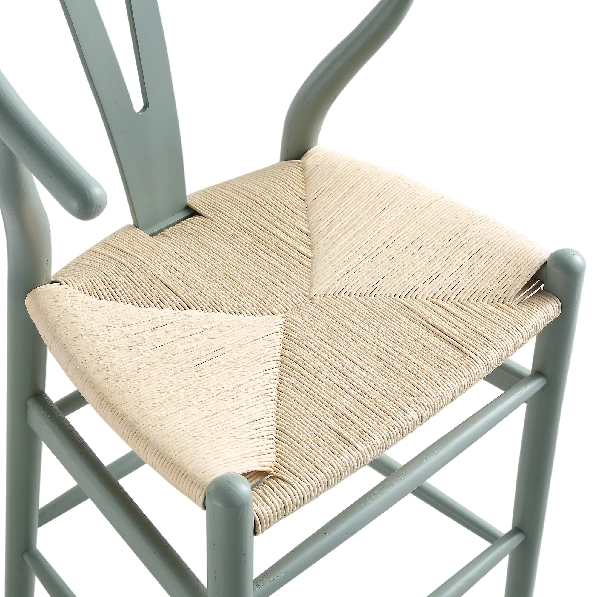 Hansel Wooden Natural Weave Counter Stool, Sage Green Frame - Image 13