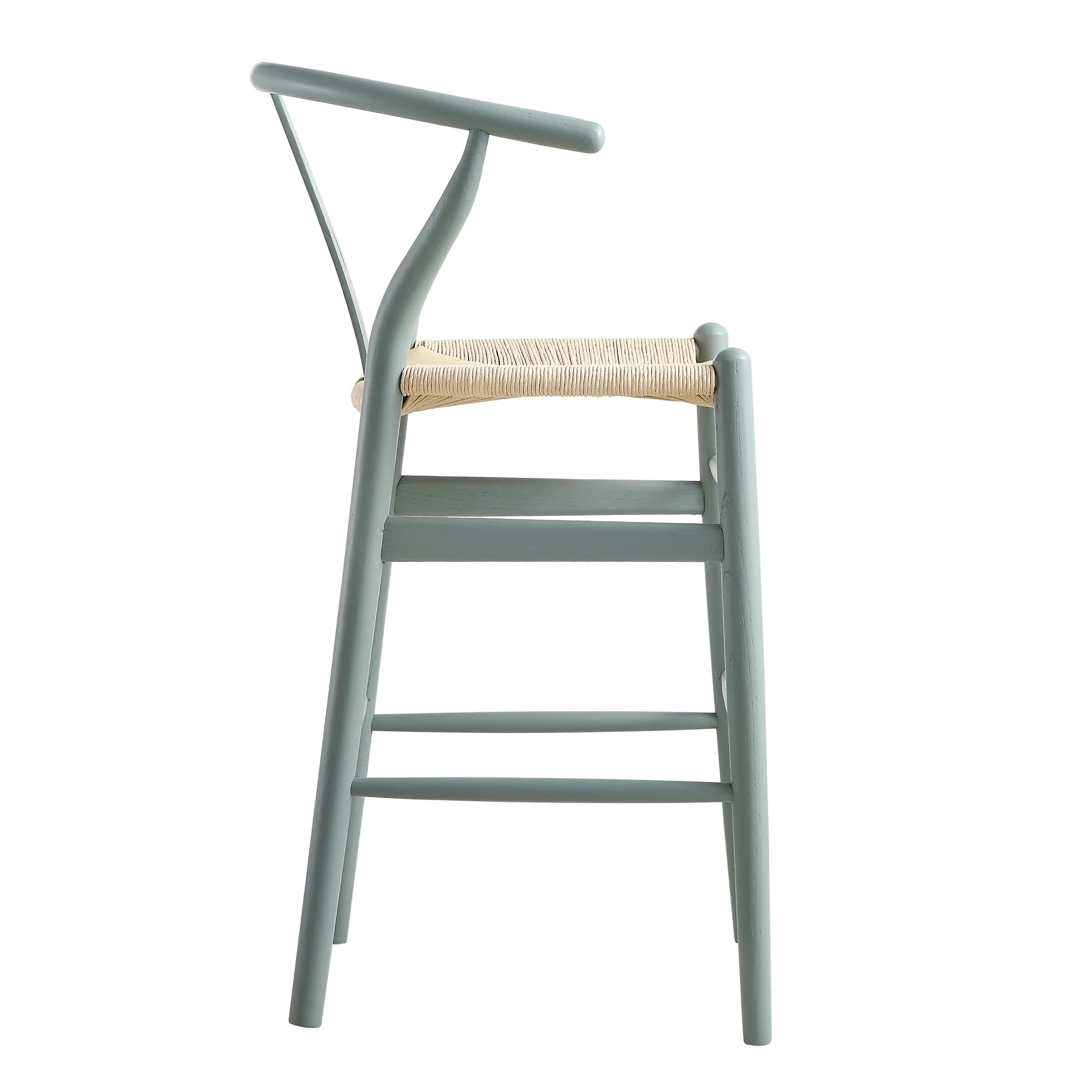 Hansel Wooden Natural Weave Counter Stool, Sage Green Frame - Image 8