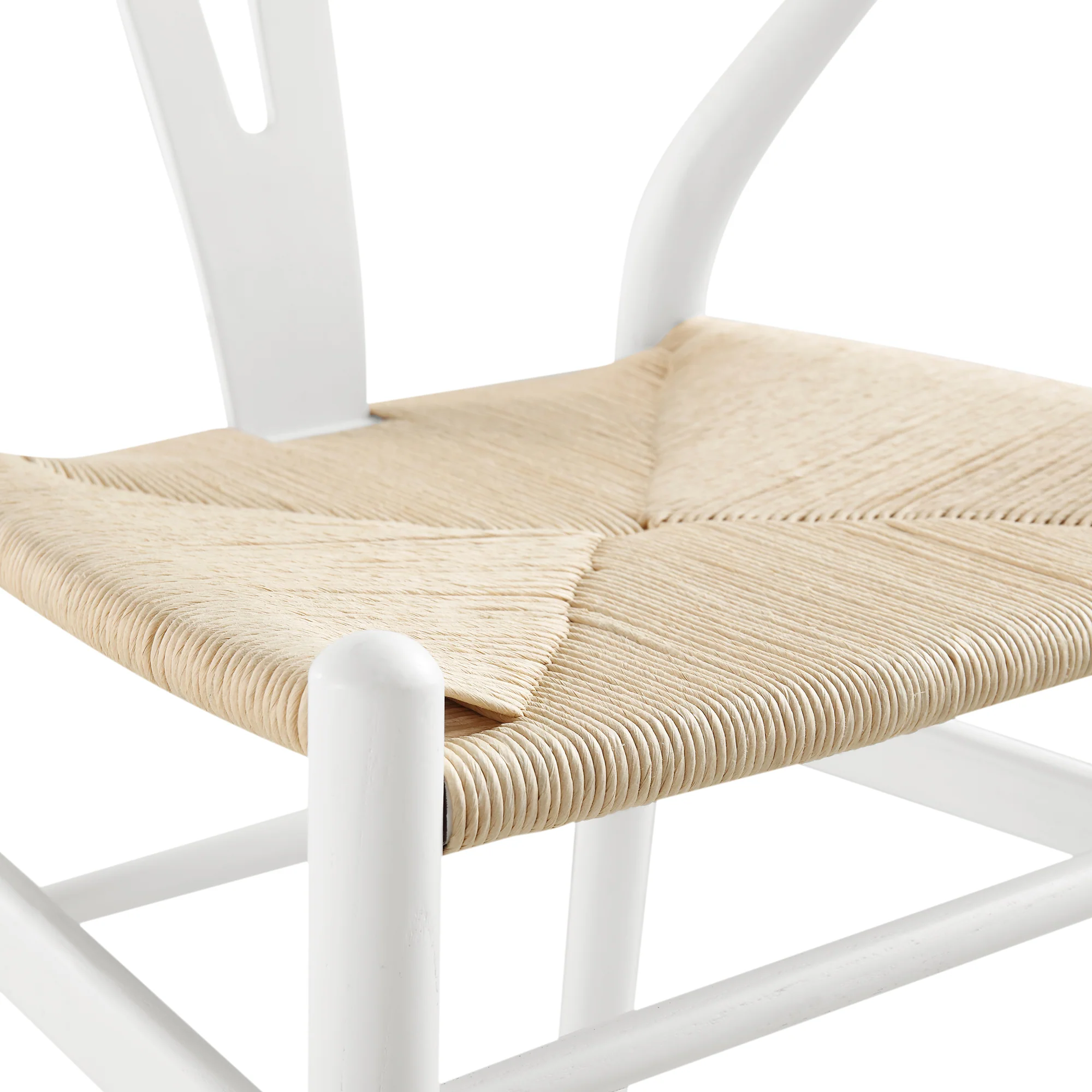 Hansel Wooden Natural Weave Counter Stool, White Frame - Image 12