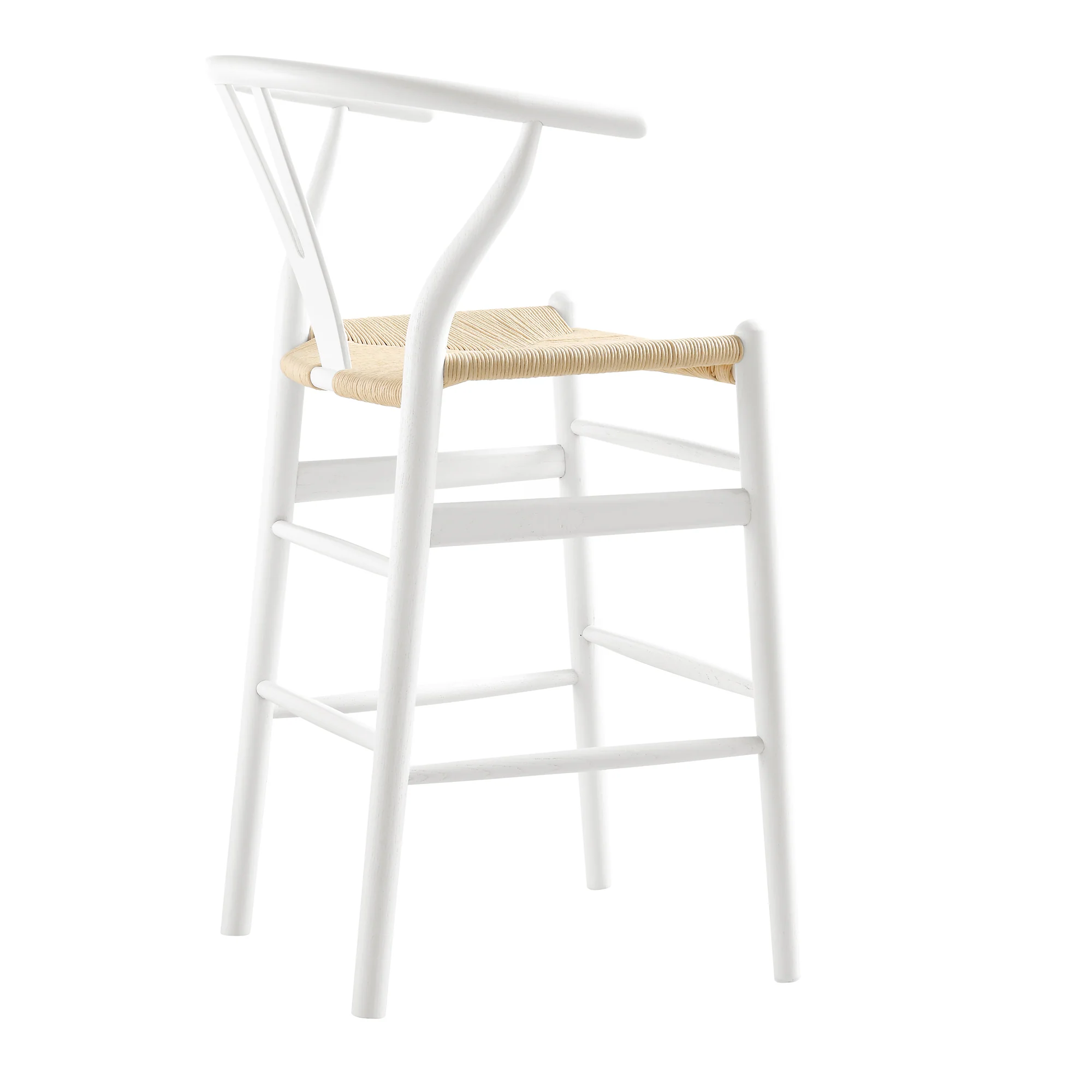 Hansel Wooden Natural Weave Counter Stool, White Frame - Image 9