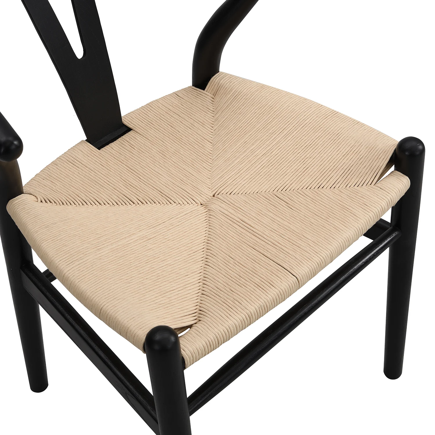 Hansel Wooden Natural Weave Dining Chair, Black Colour Frame - Image 9