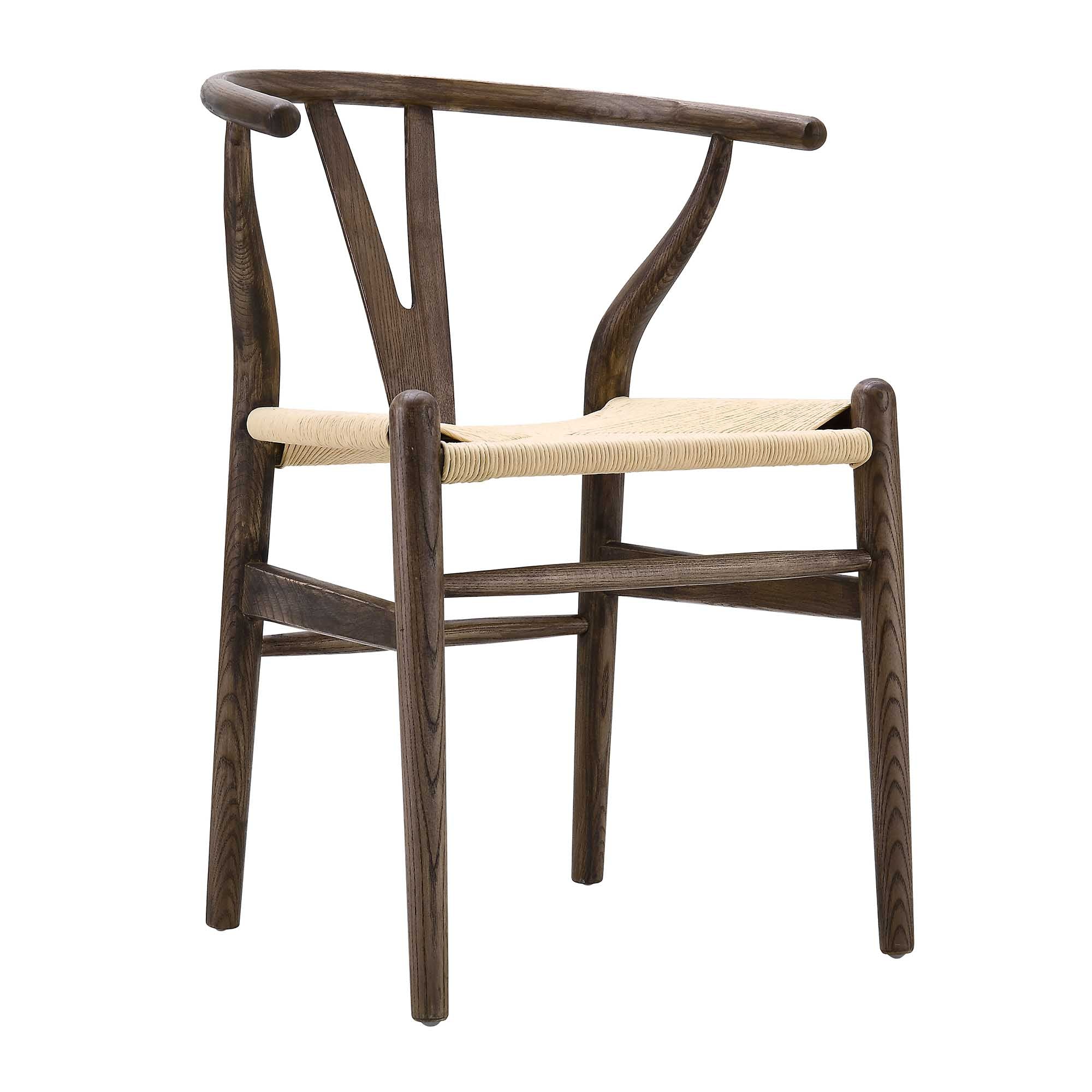 Hansel Wooden Natural Weave Dining Chair, Dark Walnut Colour Frame - Image 2