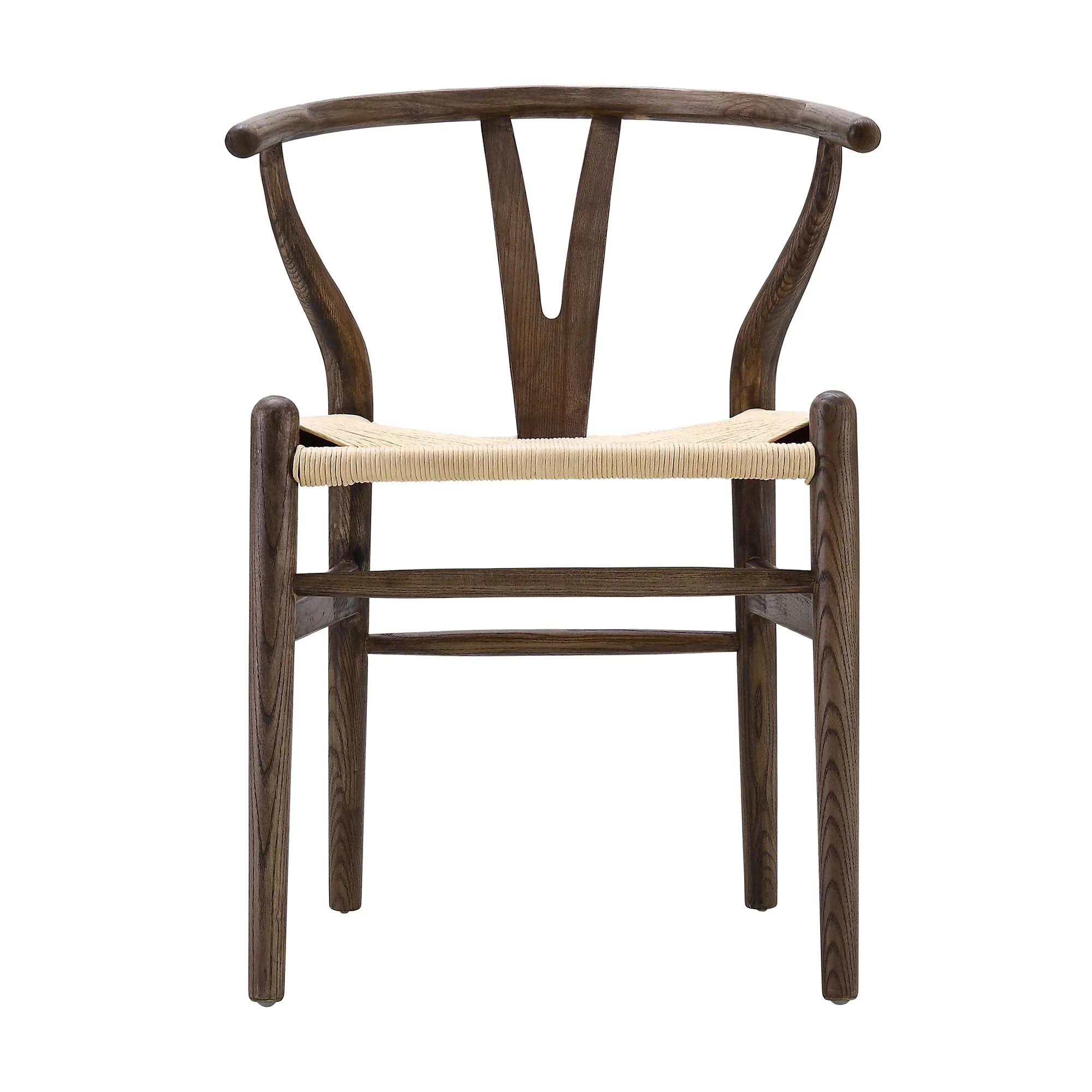 Hansel Wooden Natural Weave Dining Chair, Dark Walnut Colour Frame - Image 3