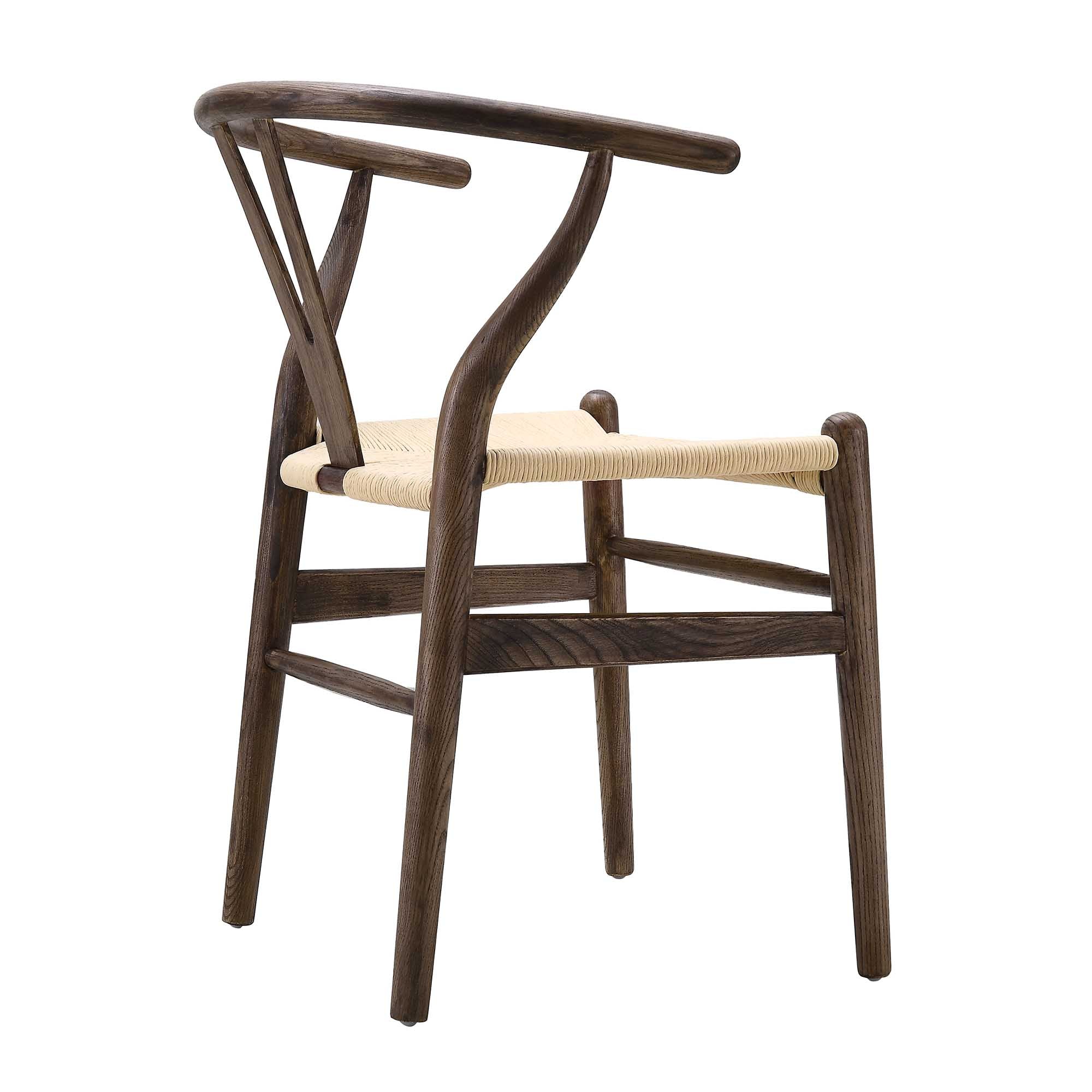 Hansel Wooden Natural Weave Dining Chair, Dark Walnut Colour Frame - Image 6