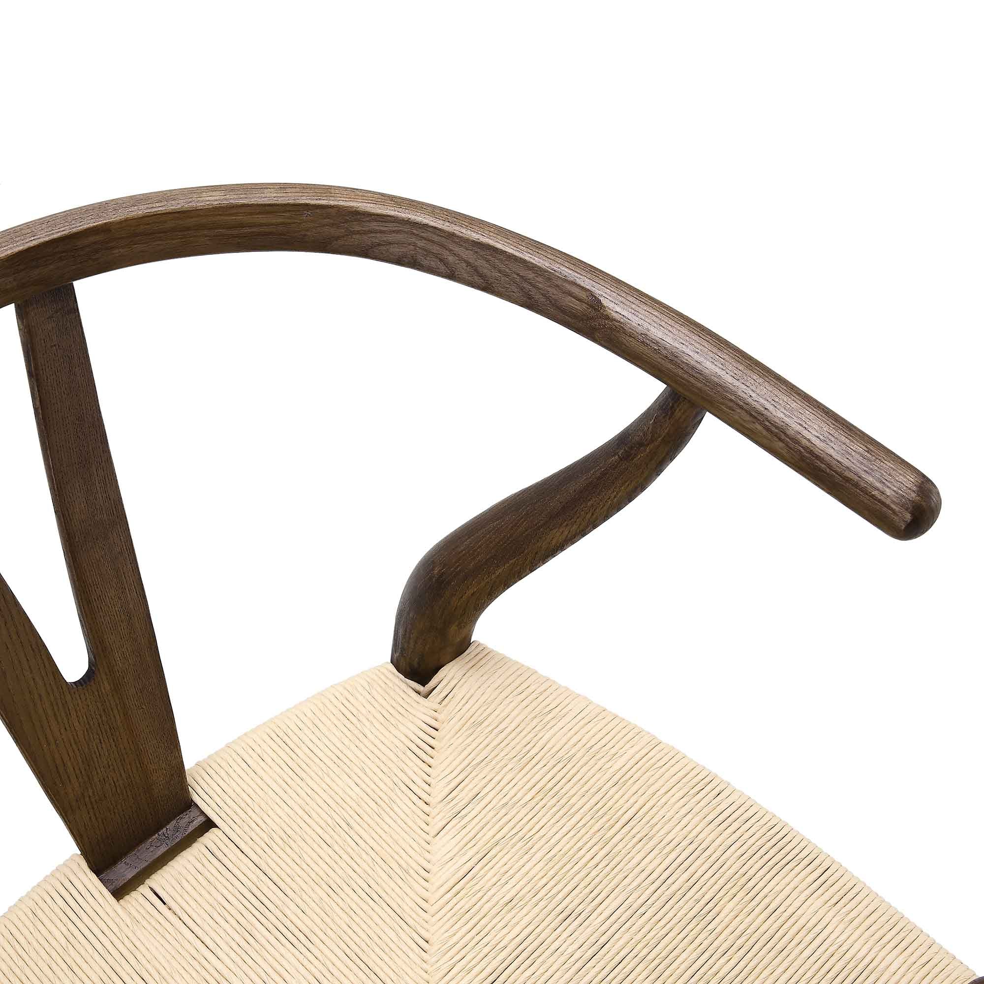 Hansel Wooden Natural Weave Dining Chair, Dark Walnut Colour Frame - Image 9