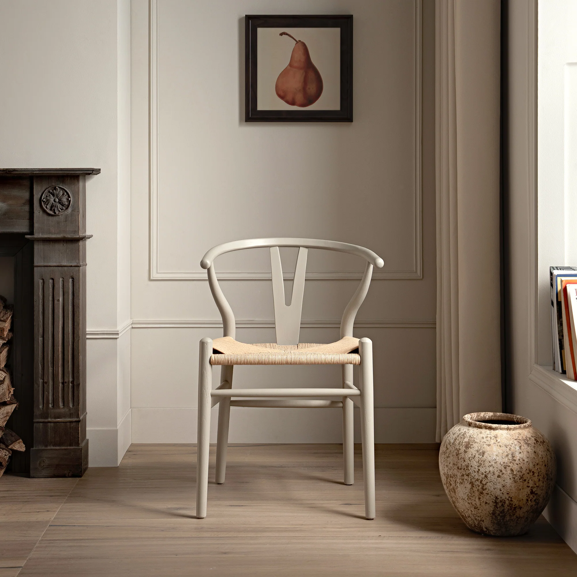 Hansel Wooden Natural Weave Dining Chair, Light Taupe Colour Frame - Image 2