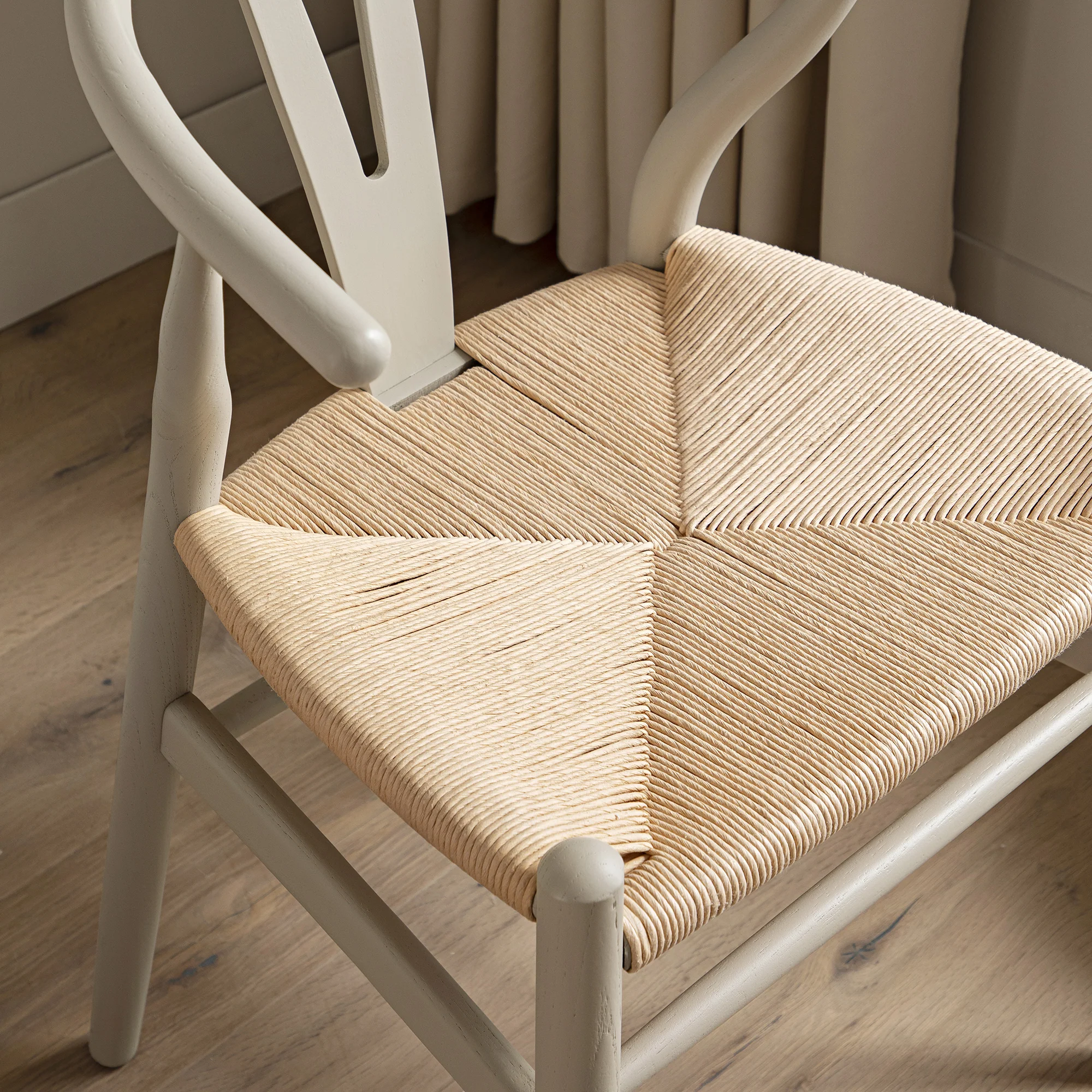 Hansel Wooden Natural Weave Dining Chair, Light Taupe Colour Frame - Image 3