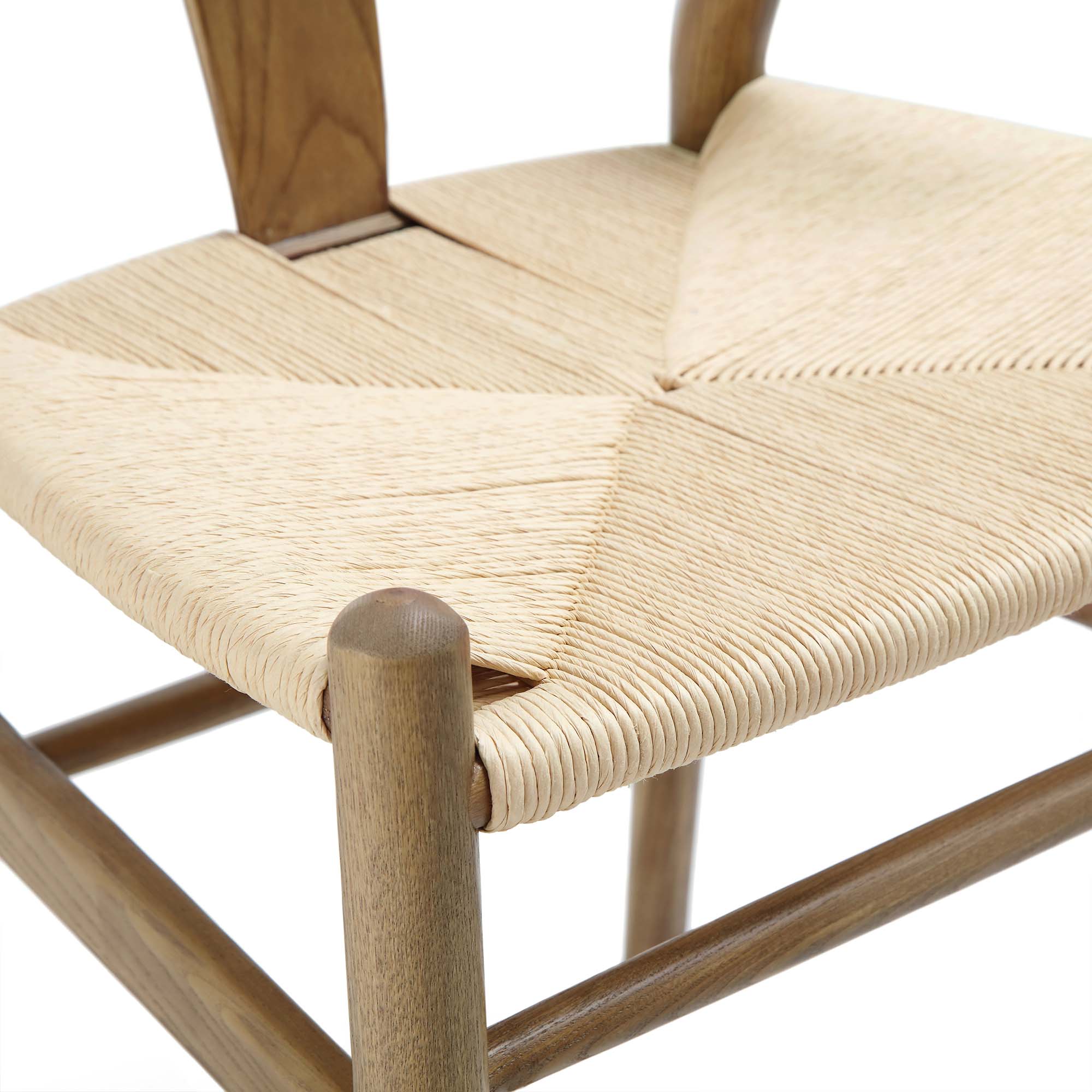 Hansel Wooden Natural Weave Dining Chair, Light Walnut Colour Frame - Image 10