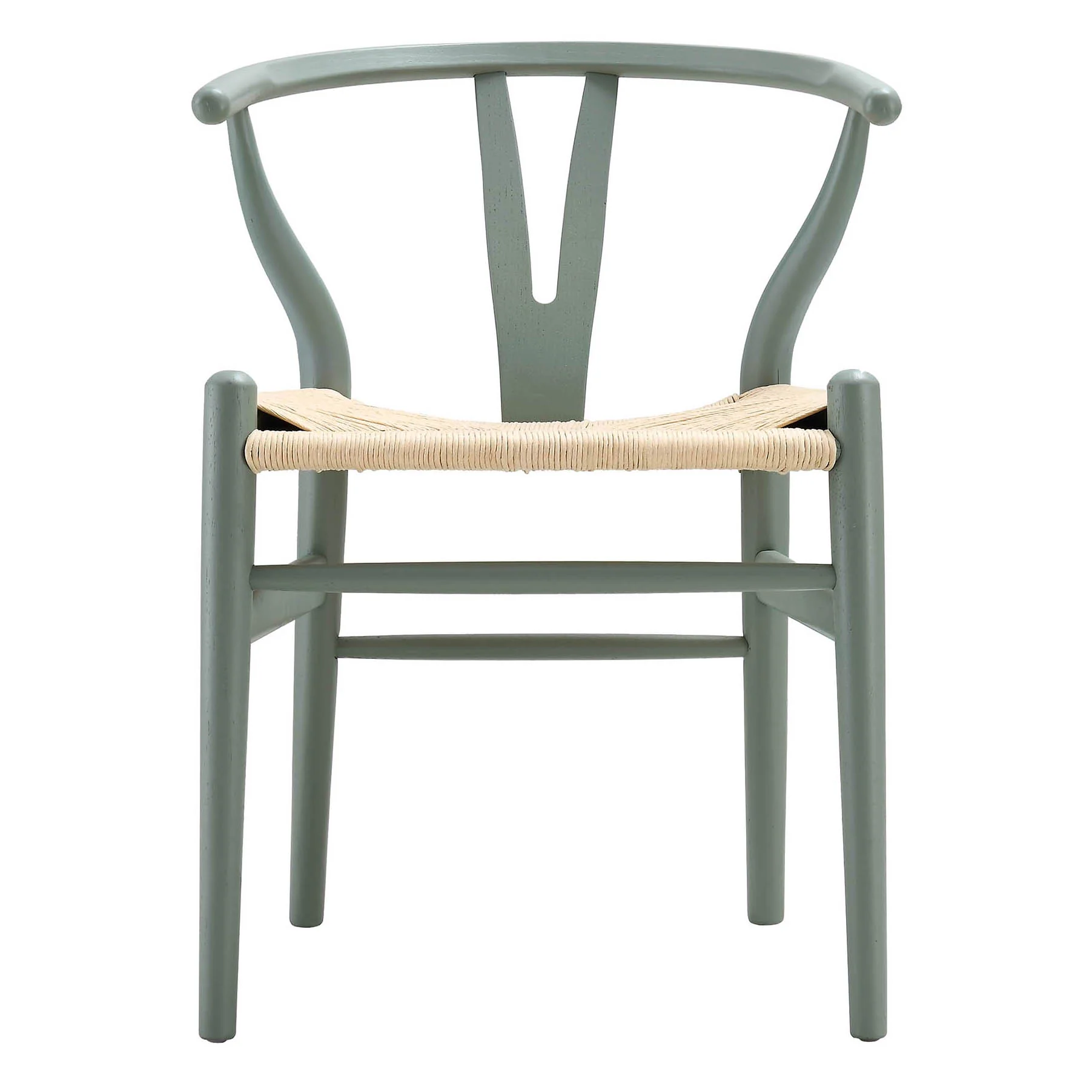 Hansel Wooden Natural Weave Dining Chair, Sage Green Colour Frame - Image 2