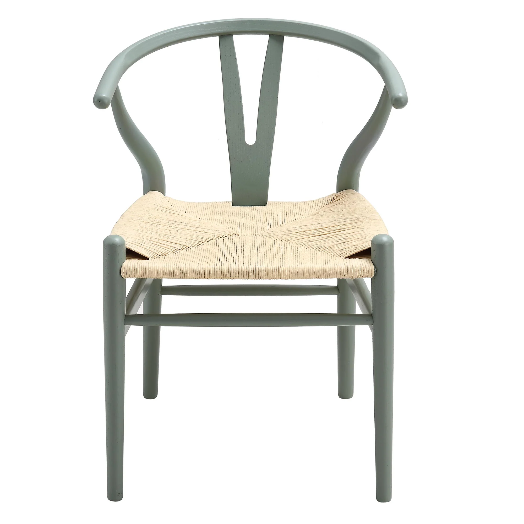 Hansel Wooden Natural Weave Dining Chair, Sage Green Colour Frame - Image 6