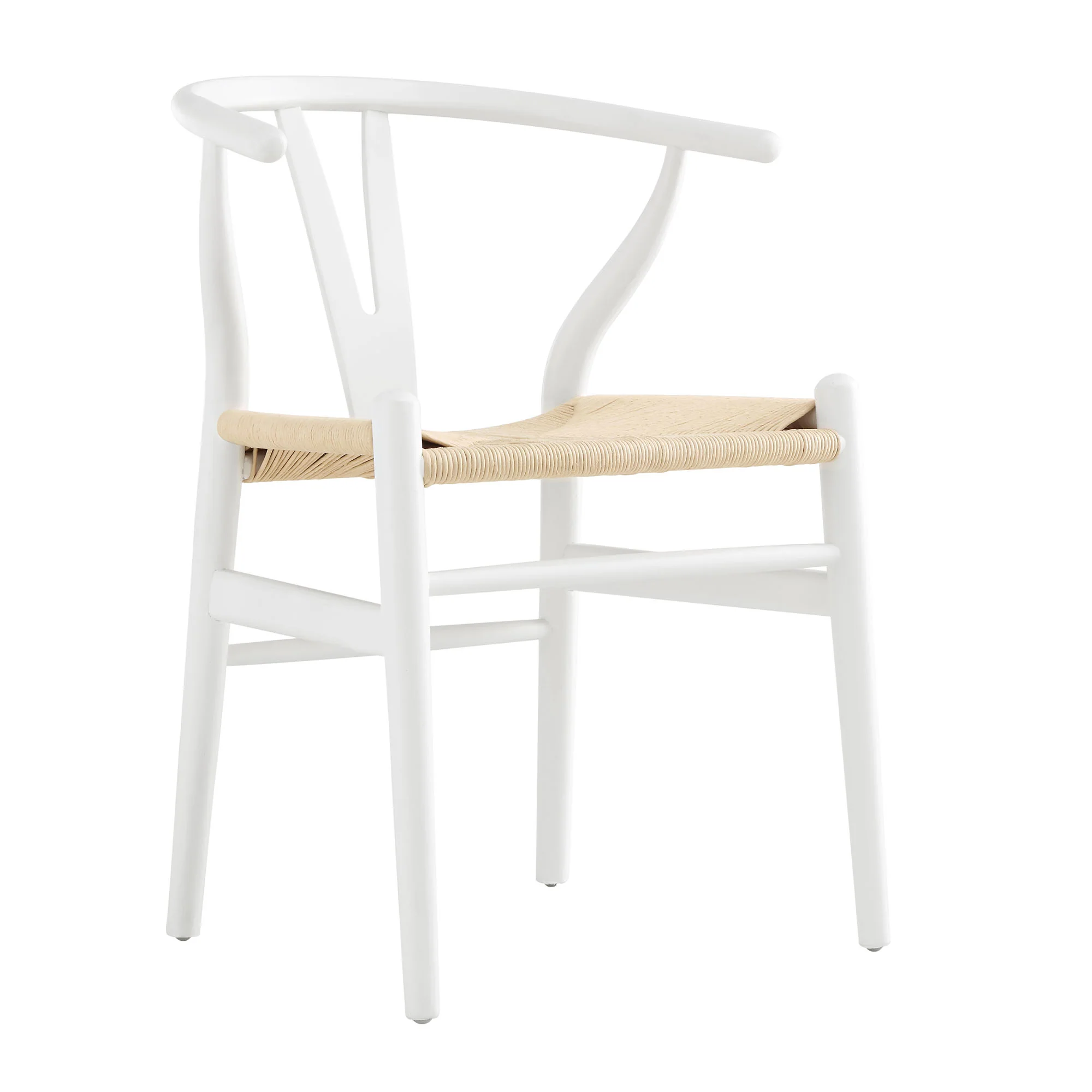 Hansel Wooden Natural Weave Dining Chair, White Colour Frame - Image 2