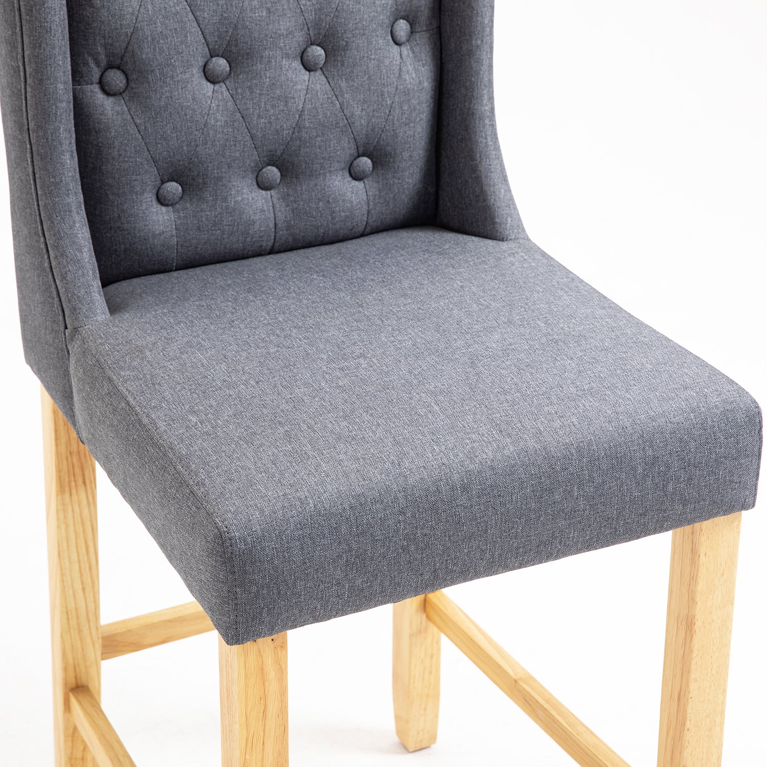 Harbury Set of 2 Buttoned Bar Stools (Light Grey Linen) - Image 10