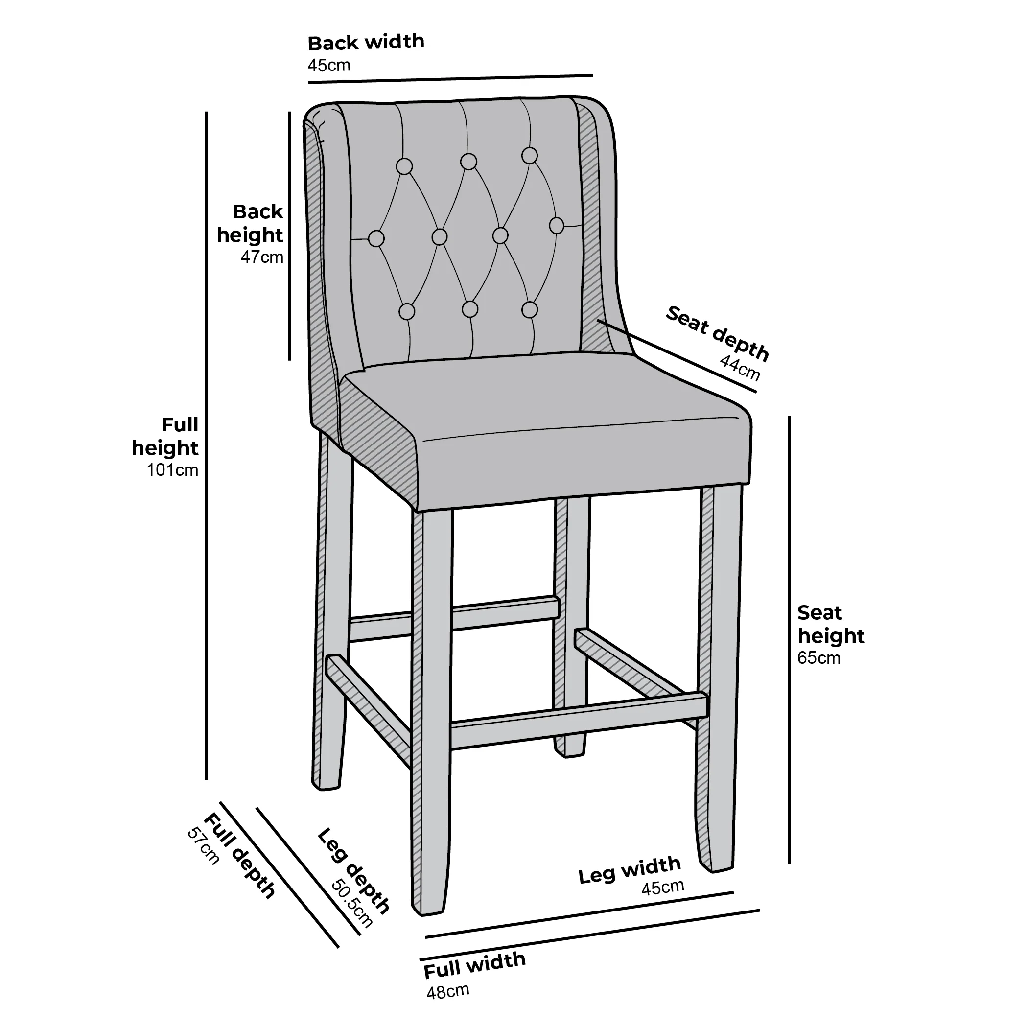Harbury Set of 2 Buttoned Bar Stools (Light Grey Linen) - Image 5