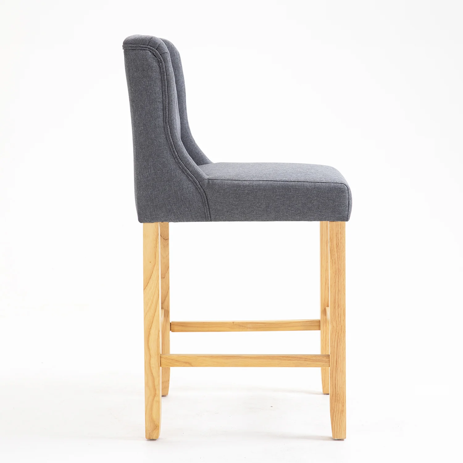 Harbury Set of 2 Buttoned Bar Stools (Light Grey Linen) - Image 6