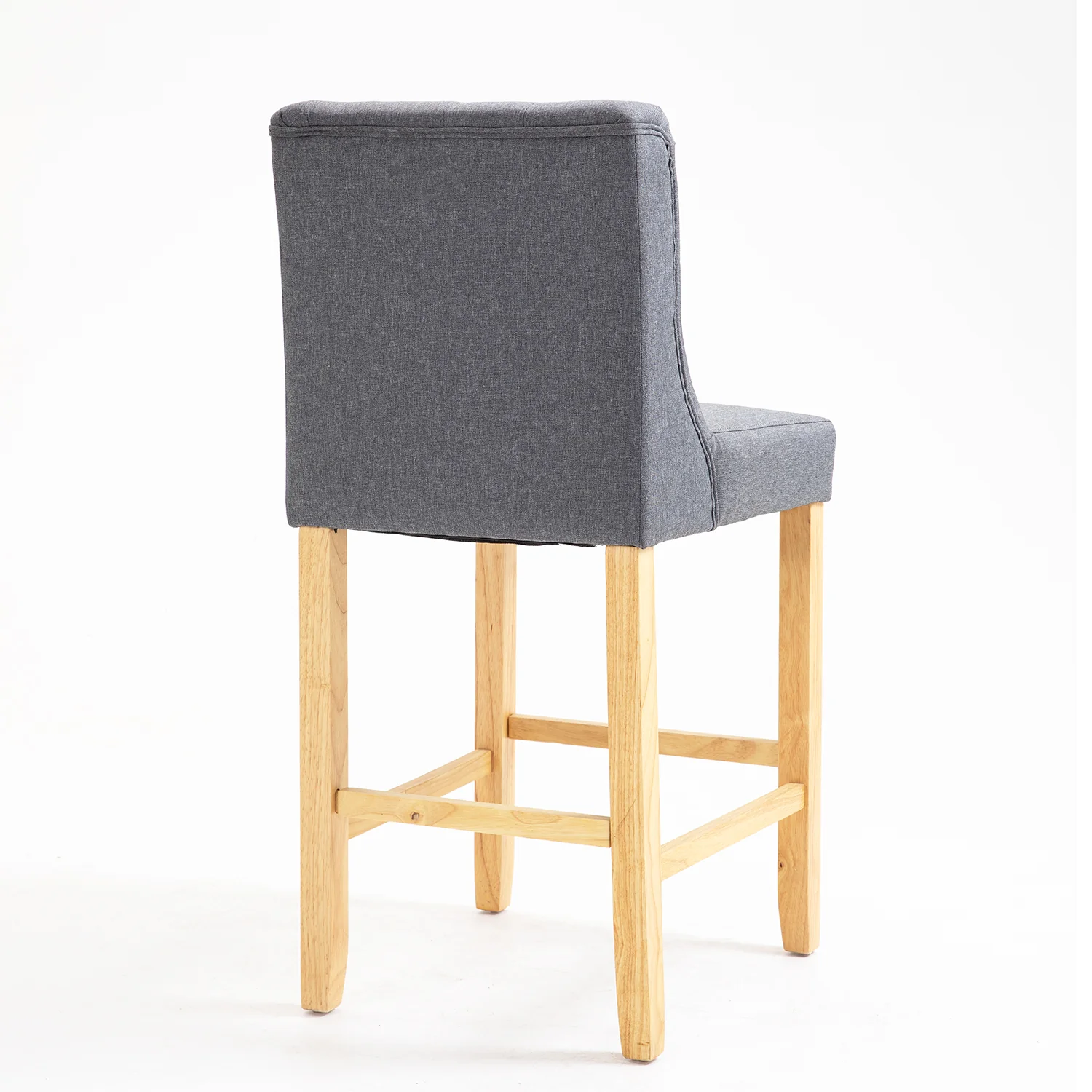 Harbury Set of 2 Buttoned Bar Stools (Light Grey Linen) - Image 7