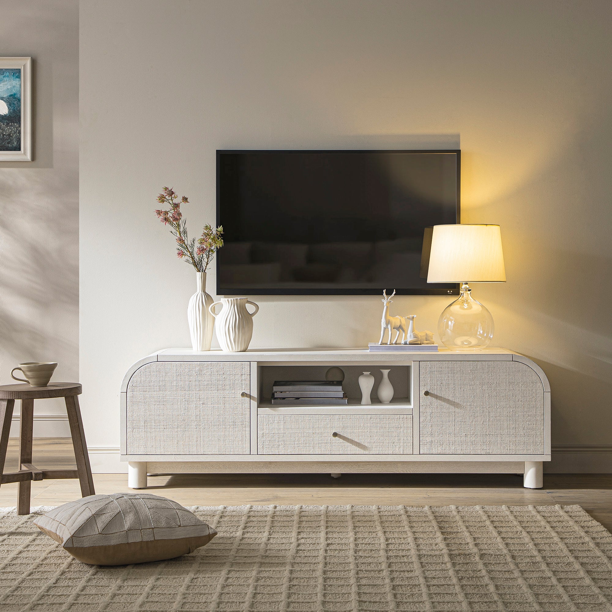 Harlem Cream Wool and Jute Checkered Hand Tufted Rectangular Rug - Image 3