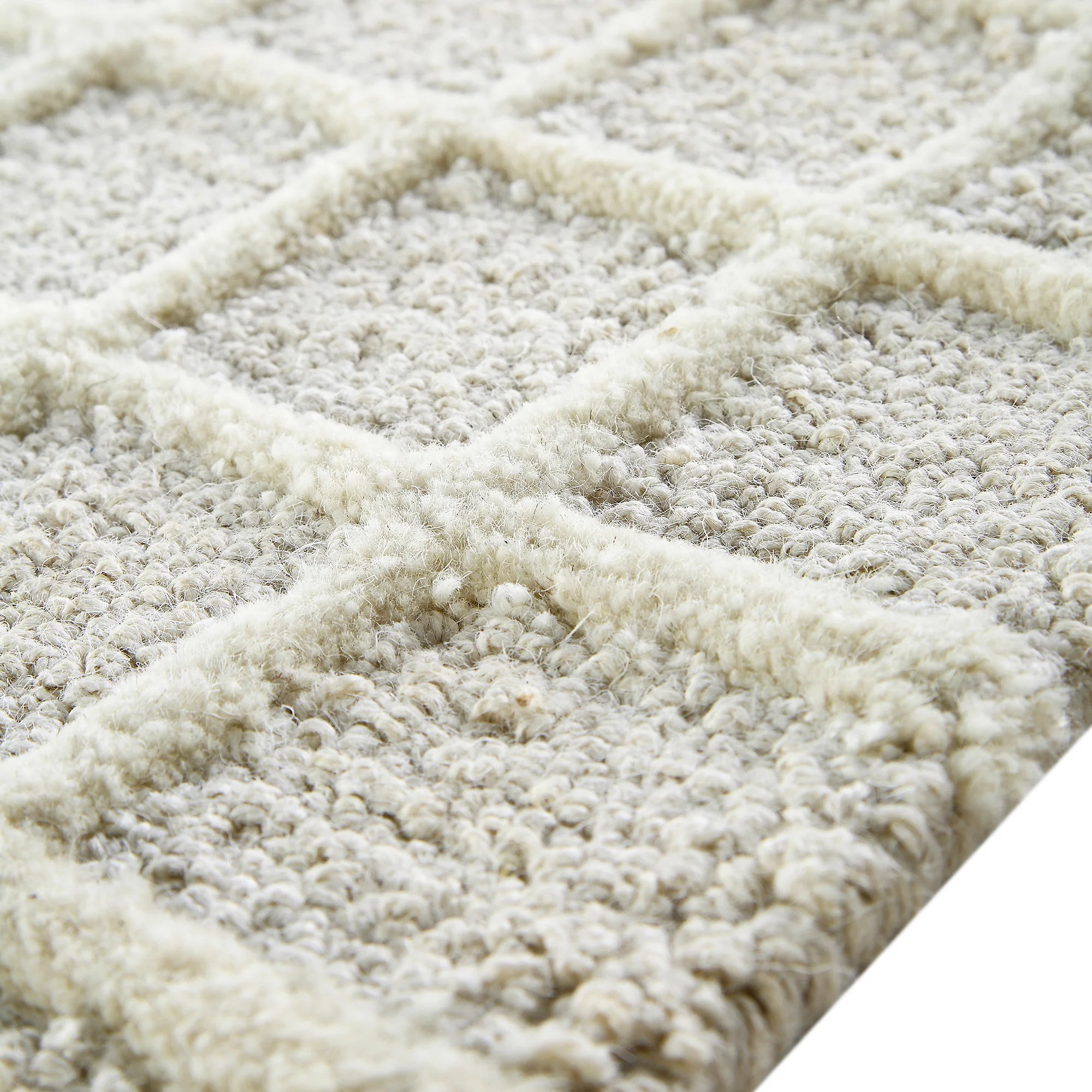 Harlem Cream Wool and Jute Checkered Hand Tufted Rectangular Rug - Image 7