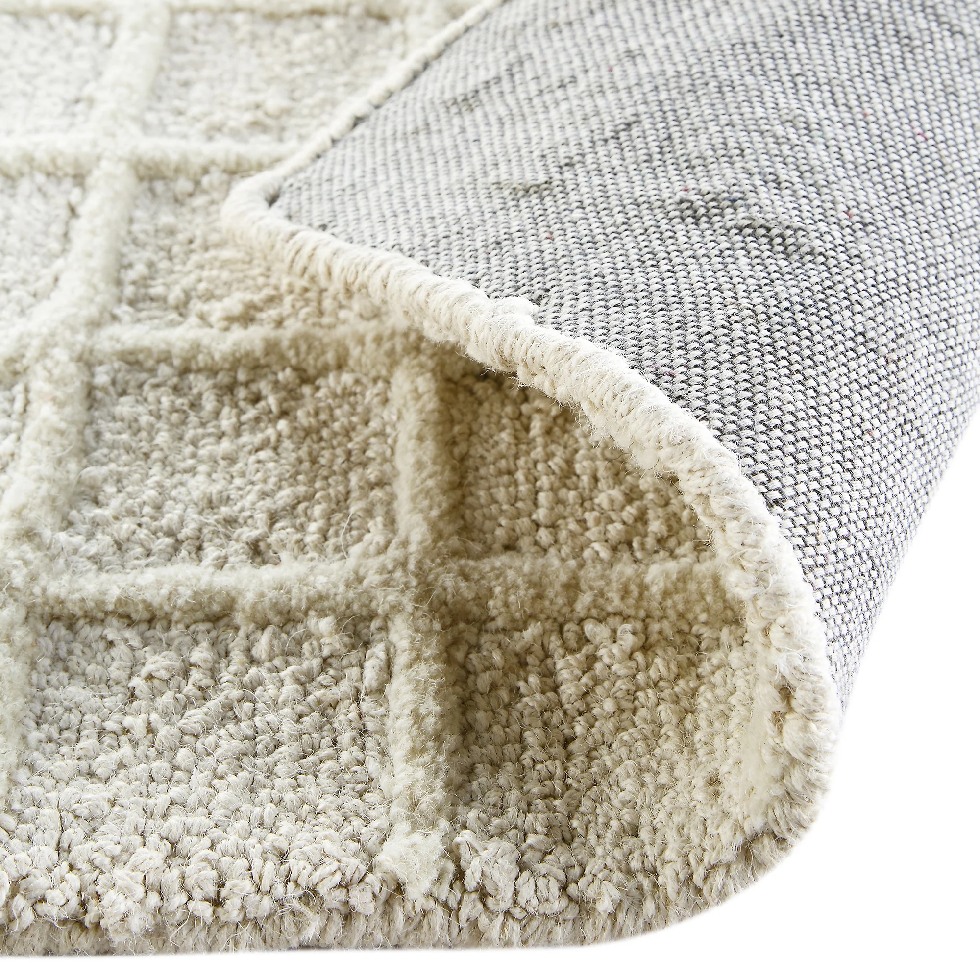 Harlem Cream Wool and Jute Checkered Hand Tufted Rectangular Rug - Image 8