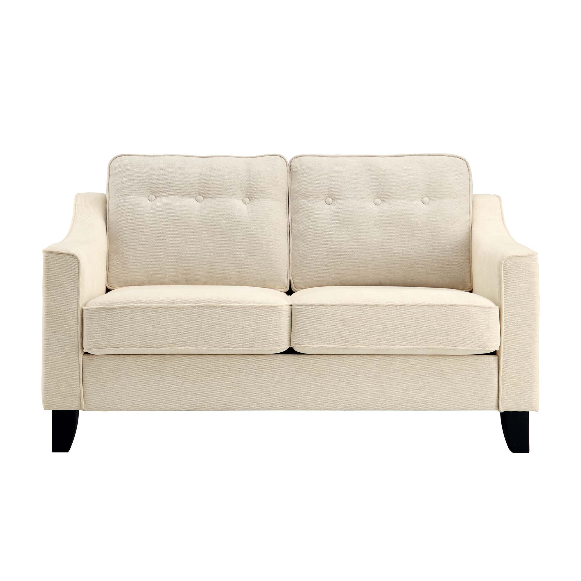 Harper  2-Seater Slope Arm Beige Woven Fabric Sofa - Image 4