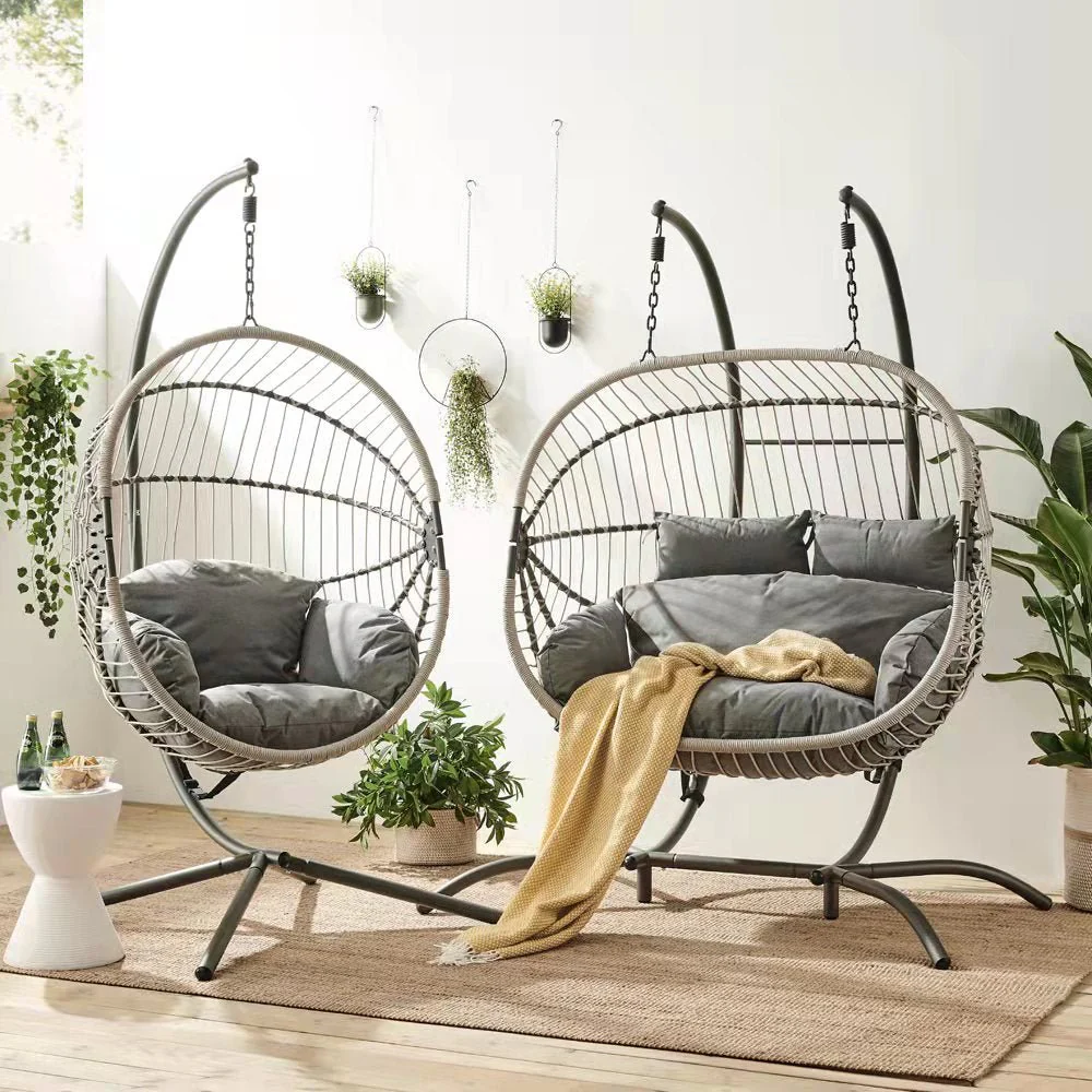 Harrington Rattan + Rope Indoor Outdoor Single Hanging Chair - Image 2