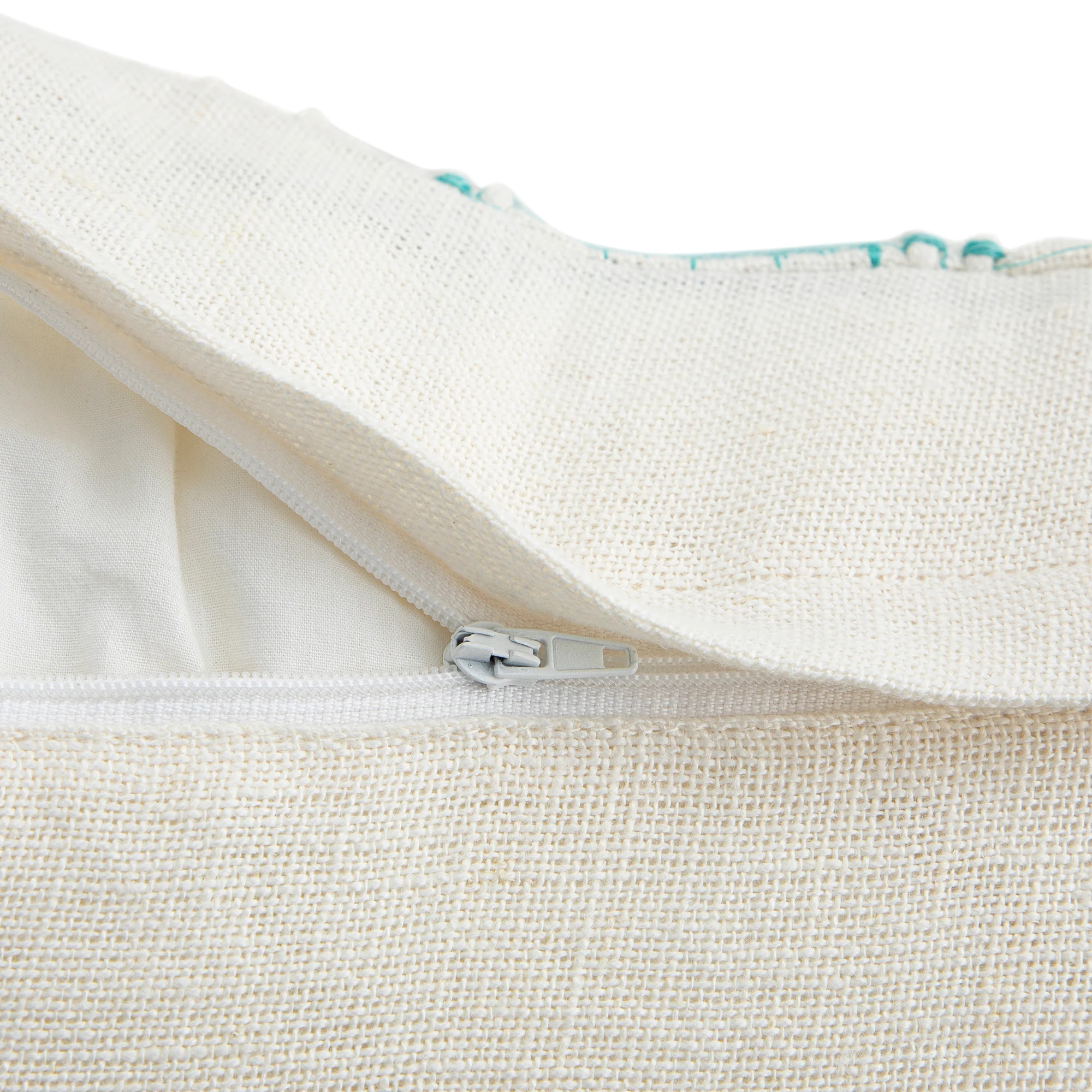 Hattie Blue Embroidered 100% Linen Cushion - Image 5
