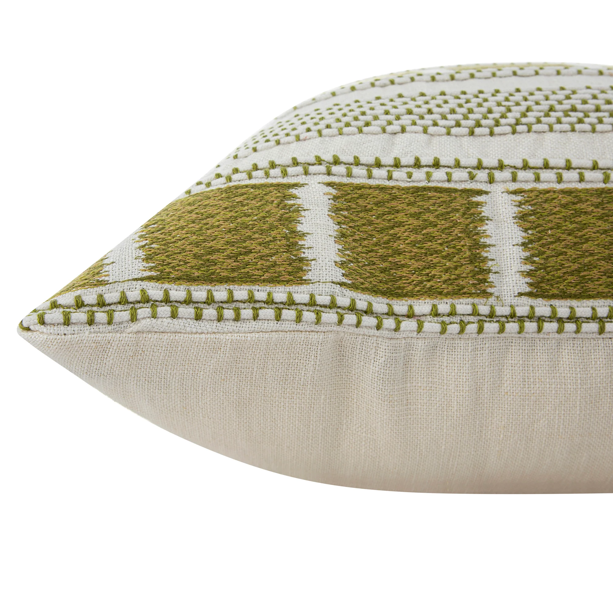 Hattie Green Embroidered 100% Linen Cushion - Image 3