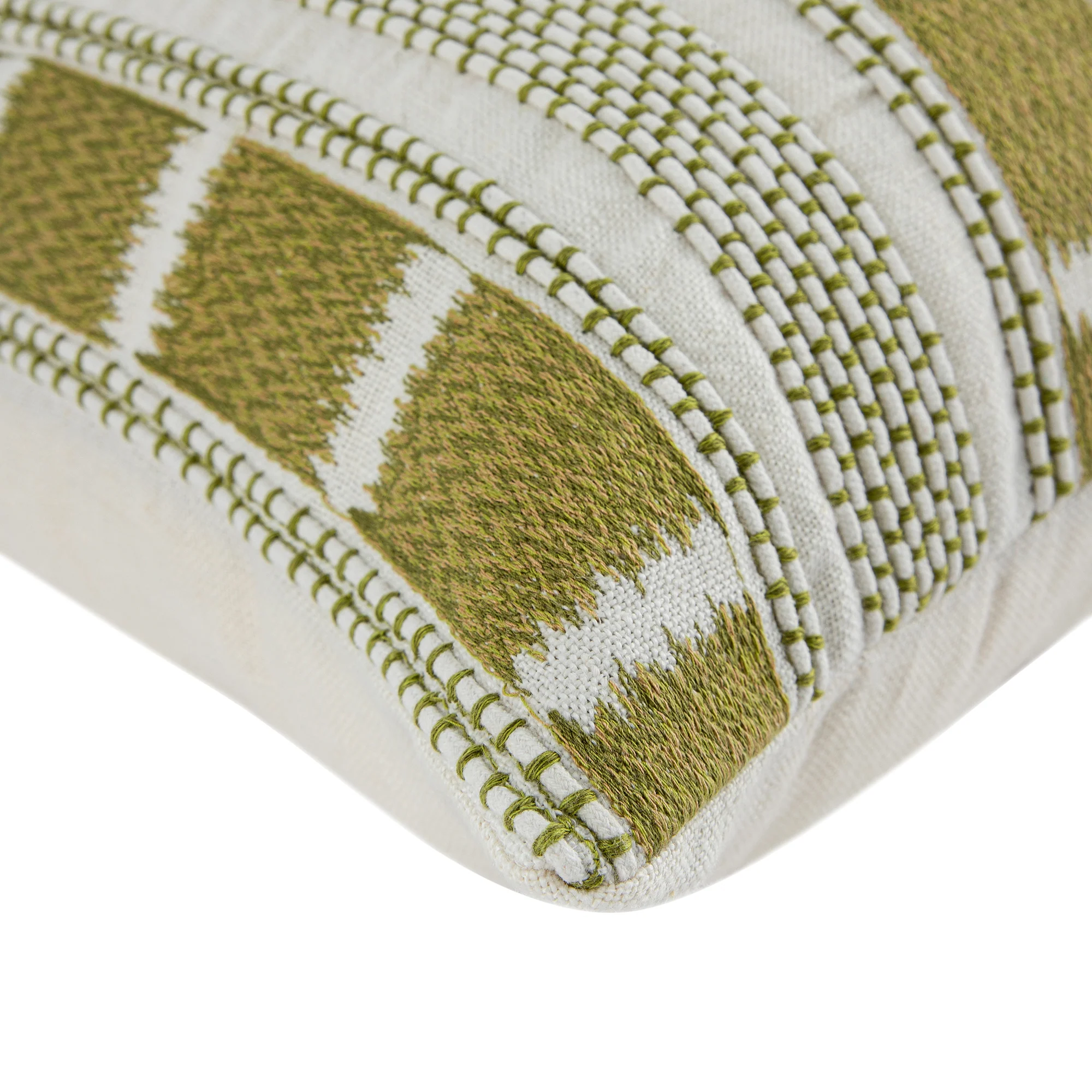 Hattie Green Embroidered 100% Linen Cushion - Image 4