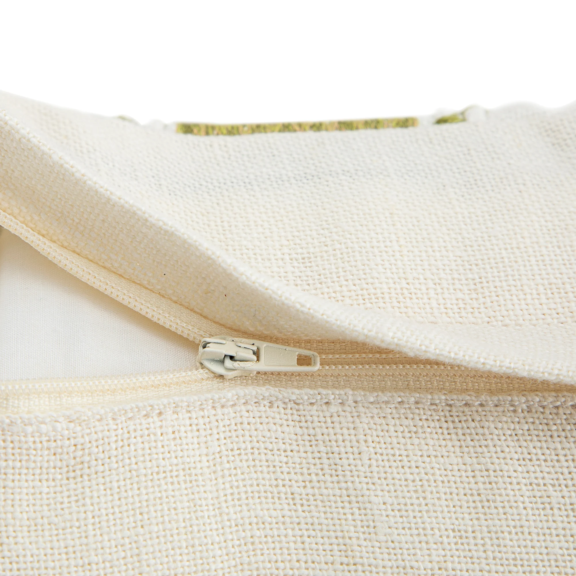 Hattie Green Embroidered 100% Linen Cushion - Image 5