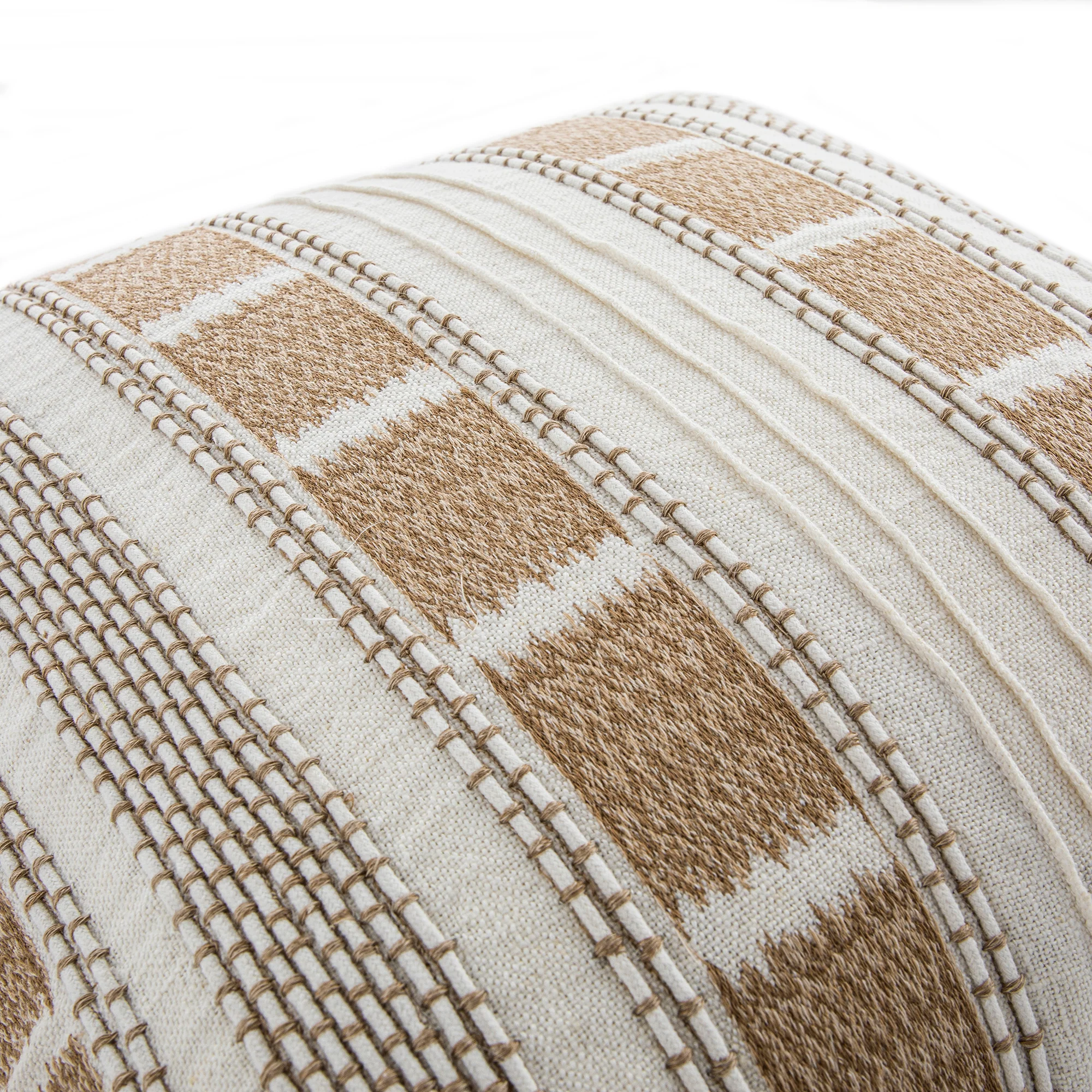 Hattie Light Taupe Embroidered 100% Linen Cushion - Image 2