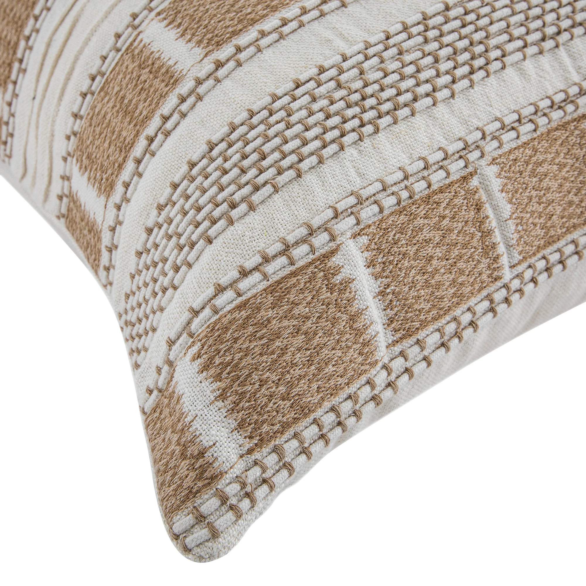 Hattie Light Taupe Embroidered 100% Linen Cushion - Image 3