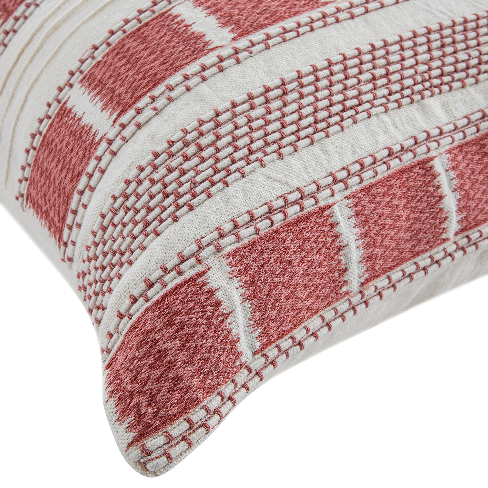Hattie Pink Embroidered 100% Linen Cushion - Image 4