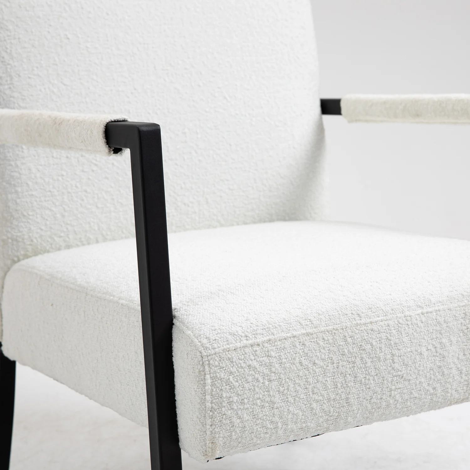 Hatton Steel Frame Boucle Accent Chair (White) - Image 11
