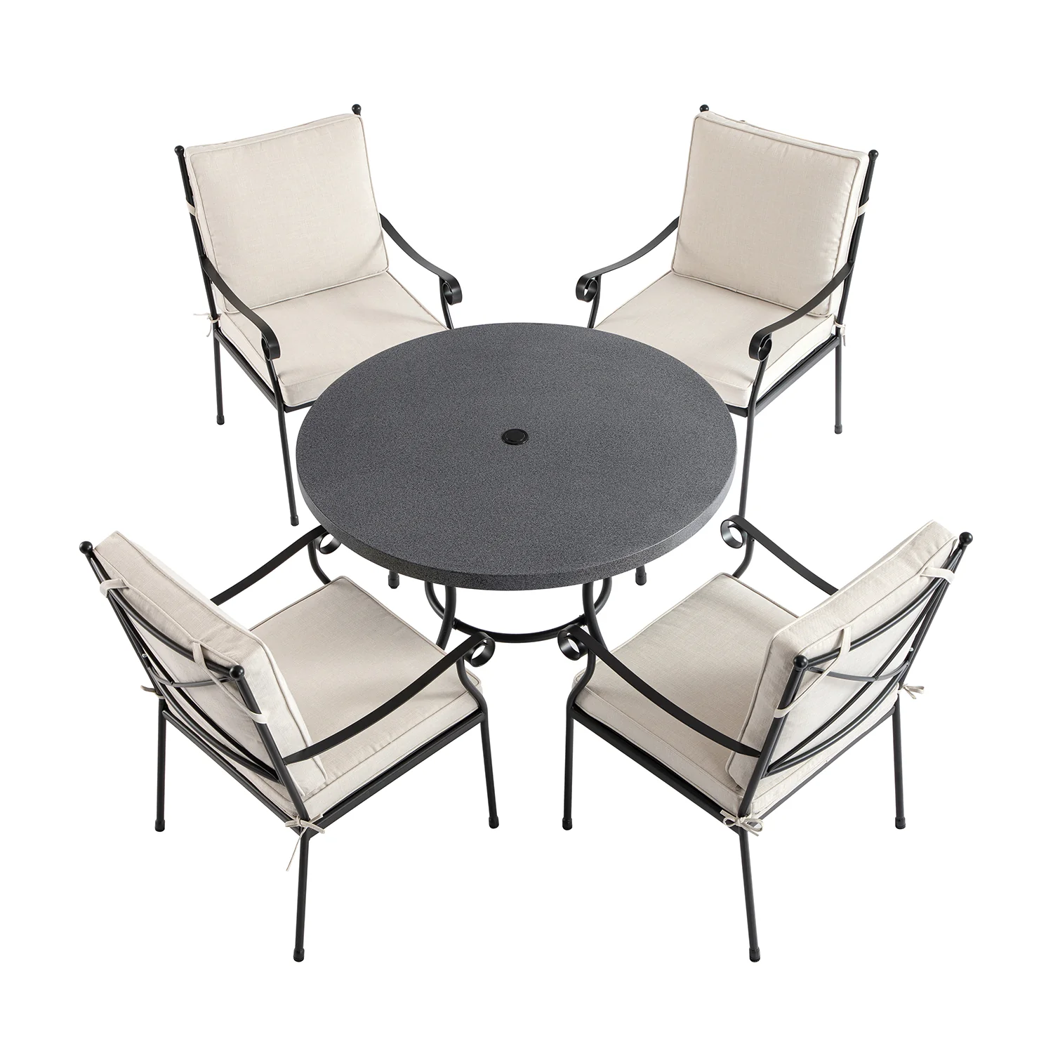 Haymes Indoor and Outdoor Metal 4-Seater Round Dining Set, Beige - Image 10