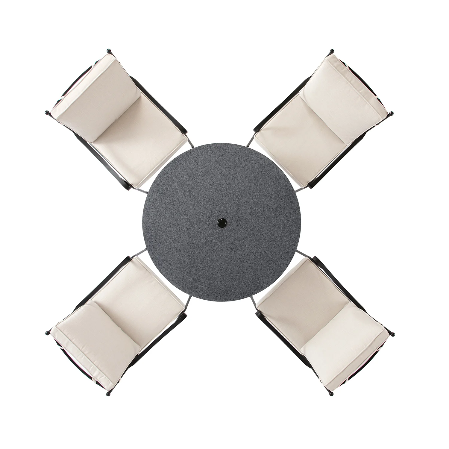 Haymes Indoor and Outdoor Metal 4-Seater Round Dining Set, Beige - Image 12