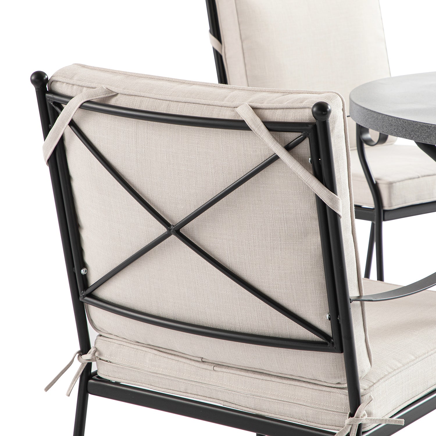 Haymes Indoor and Outdoor Metal 4-Seater Round Dining Set, Beige - Image 17