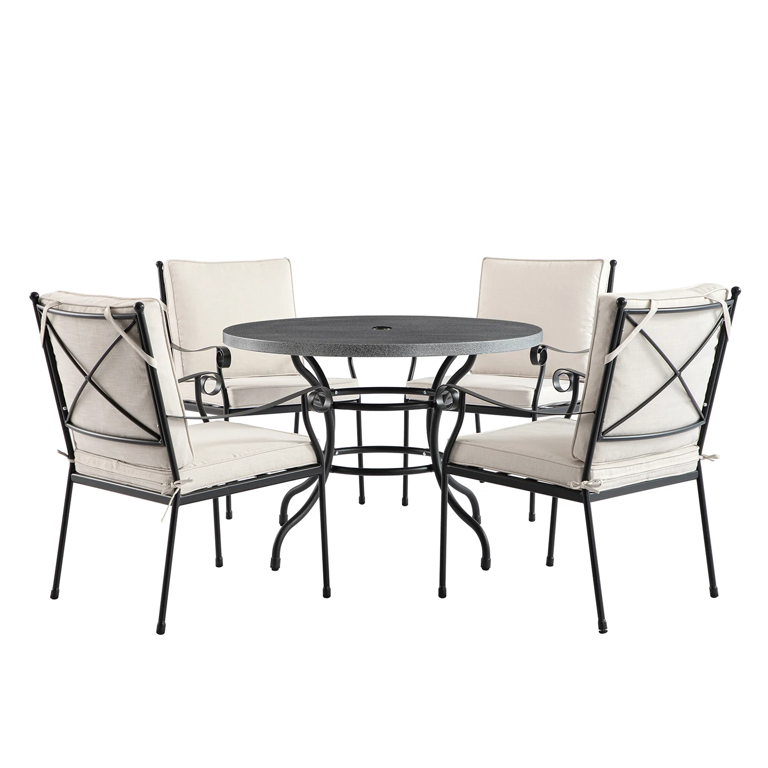 Haymes Indoor and Outdoor Metal 4-Seater Round Dining Set, Beige - Image 9