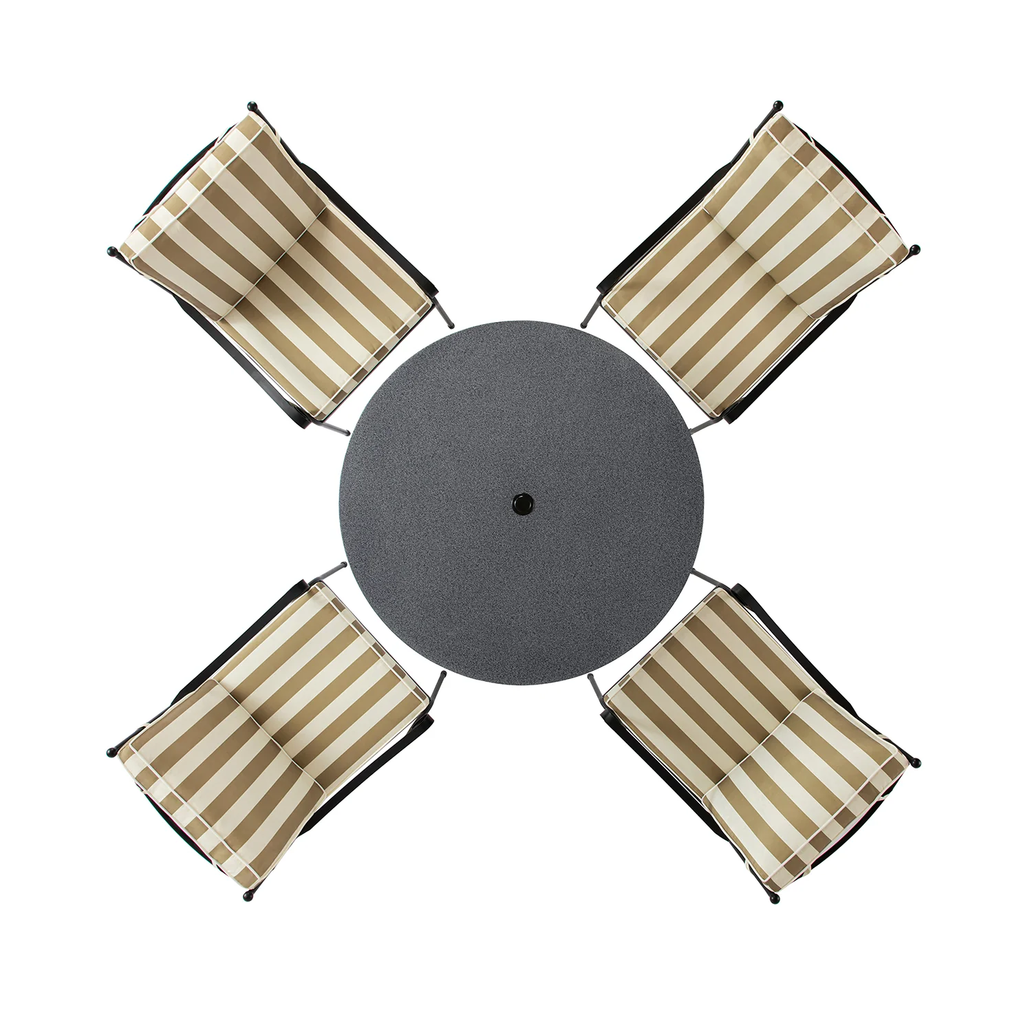 Haymes Indoor and Outdoor Metal 4-Seater Round Dining Set, Khaki Stripe - Image 11