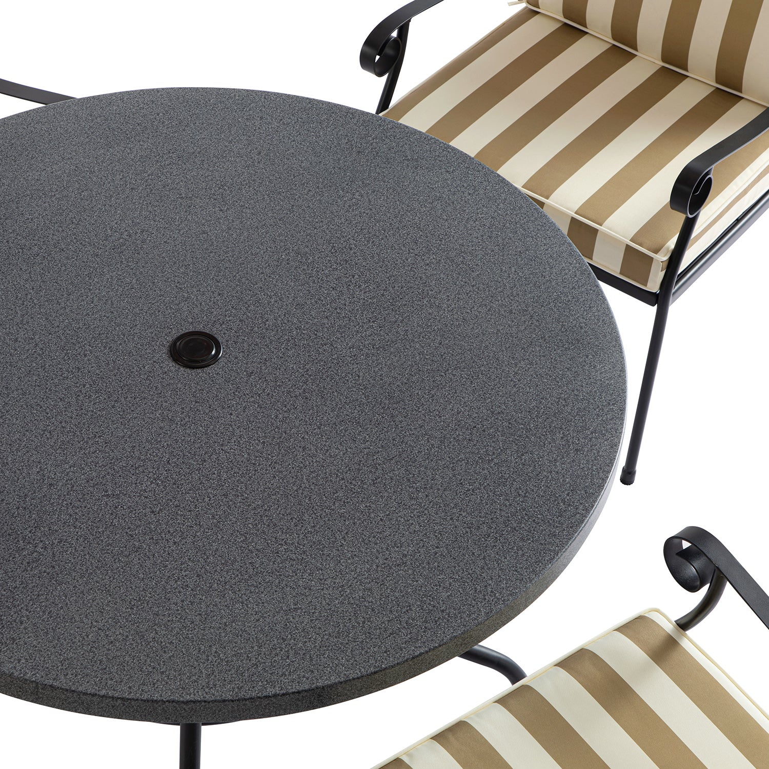 Haymes Indoor and Outdoor Metal 4-Seater Round Dining Set, Khaki Stripe - Image 13