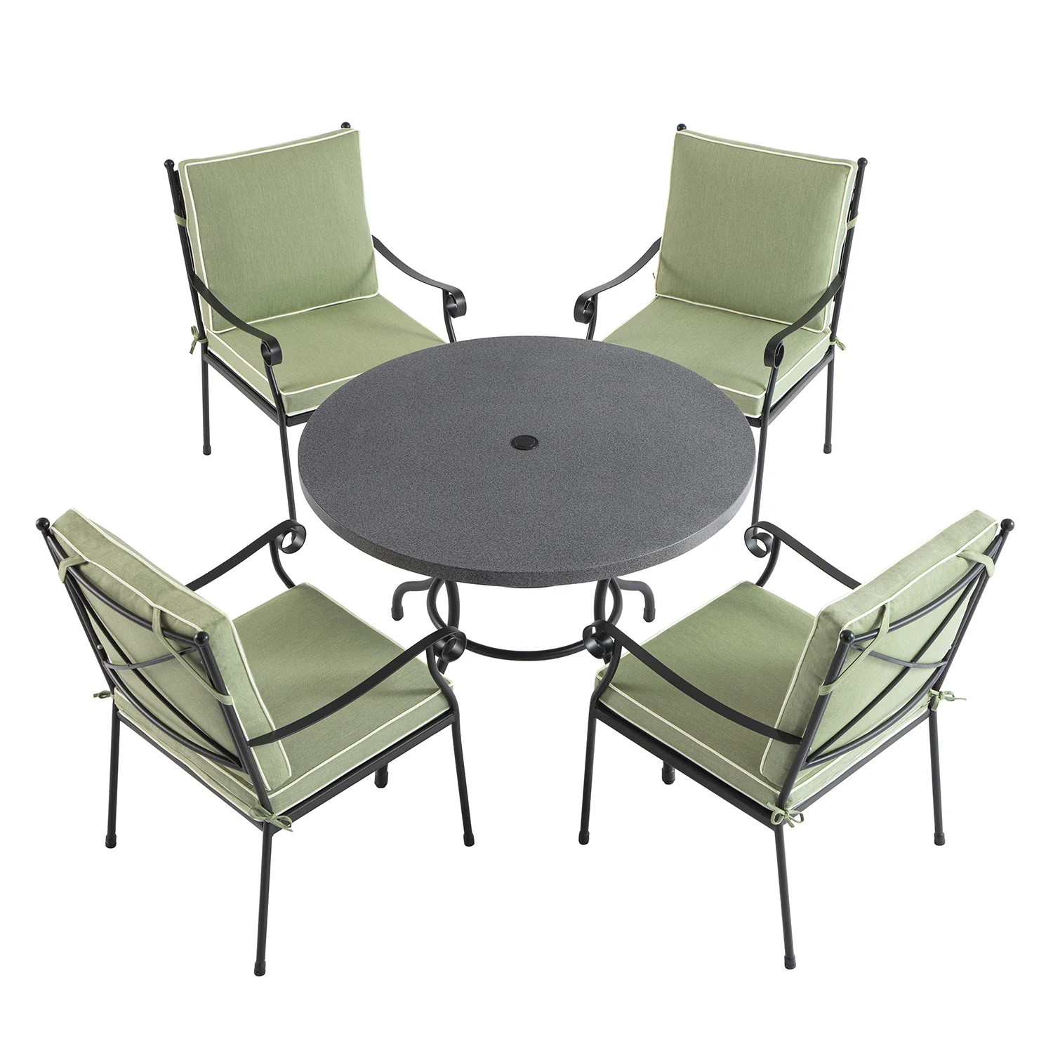Haymes Indoor and Outdoor Metal 4-Seater Round Dining Set, Reseda Green - Image 2