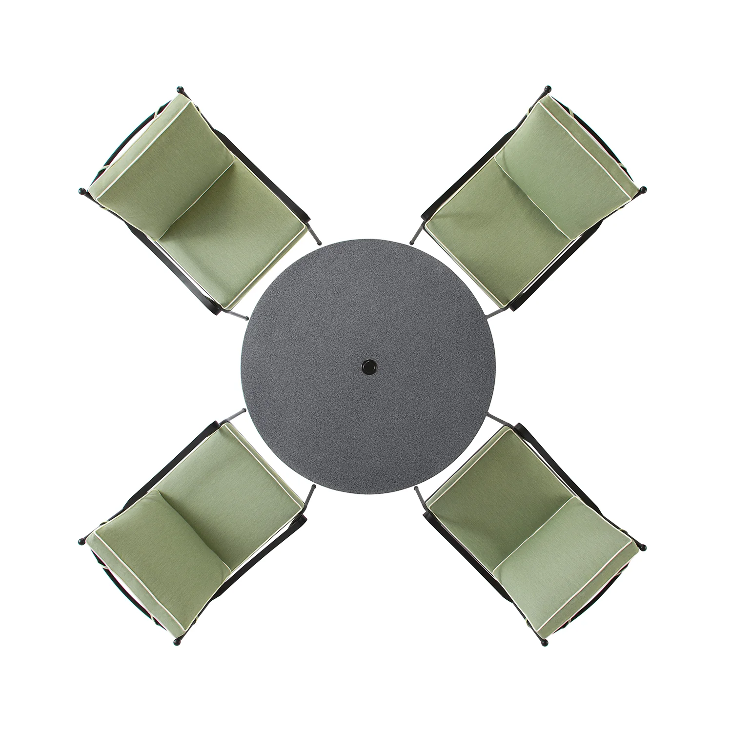 Haymes Indoor and Outdoor Metal 4-Seater Round Dining Set, Reseda Green - Image 4