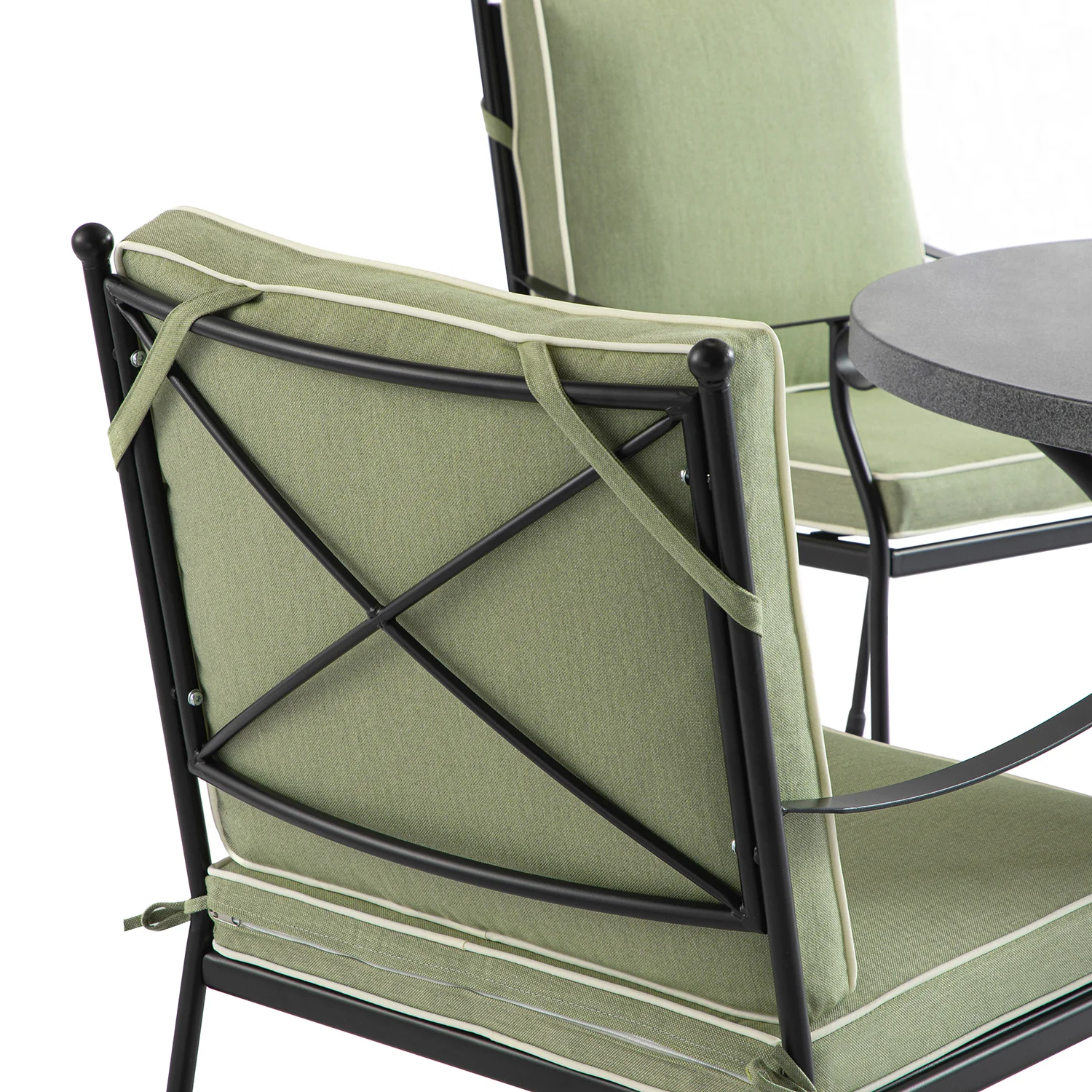 Haymes Indoor and Outdoor Metal 4-Seater Round Dining Set, Reseda Green - Image 6