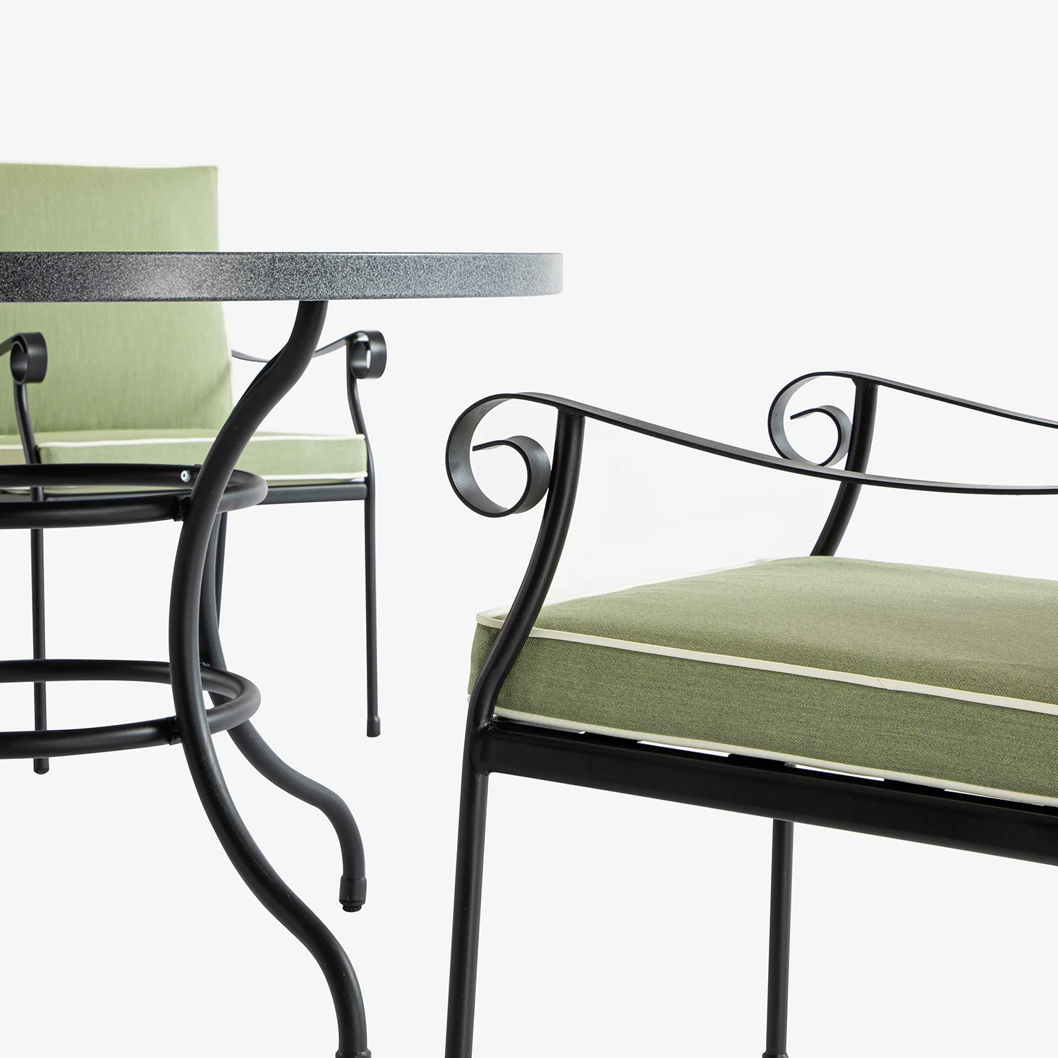 Haymes Indoor and Outdoor Metal 4-Seater Round Dining Set, Reseda Green - Image 7