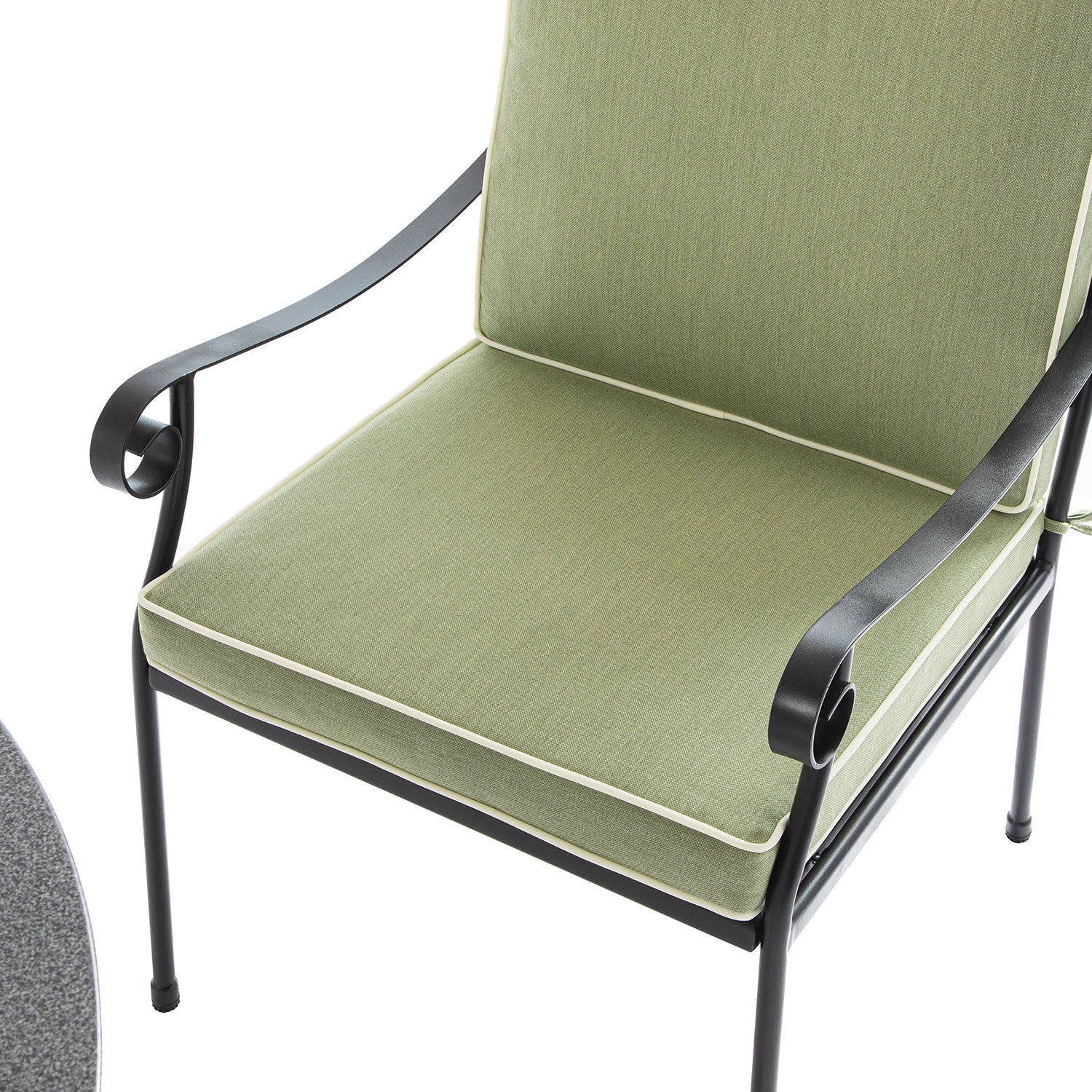 Haymes Indoor and Outdoor Metal 4-Seater Round Dining Set, Reseda Green - Image 9