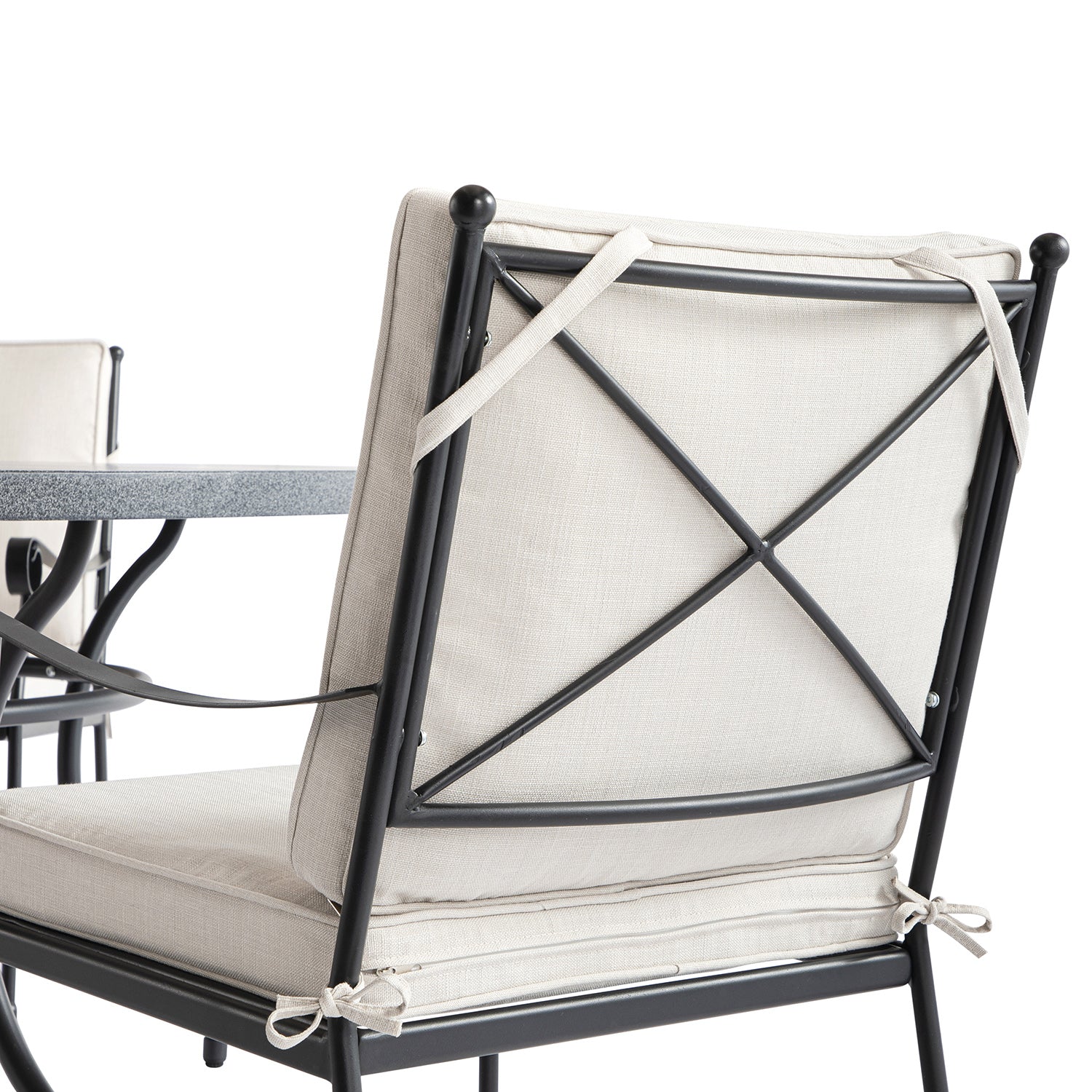 Haymes Indoor and Outdoor Metal 6-Seater Round Dining Set, Beige - Image 13