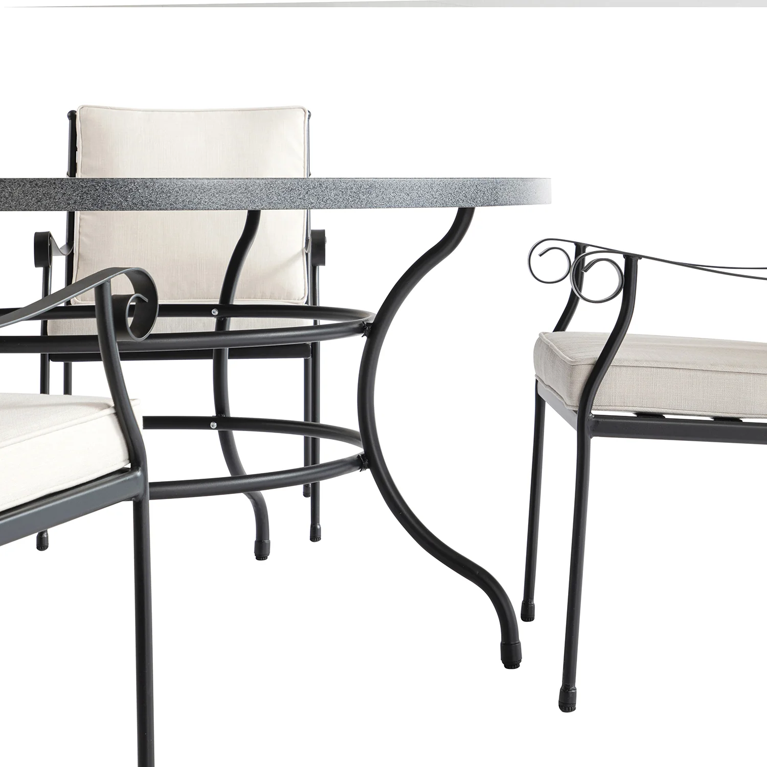 Haymes Indoor and Outdoor Metal 6-Seater Round Dining Set, Beige - Image 14