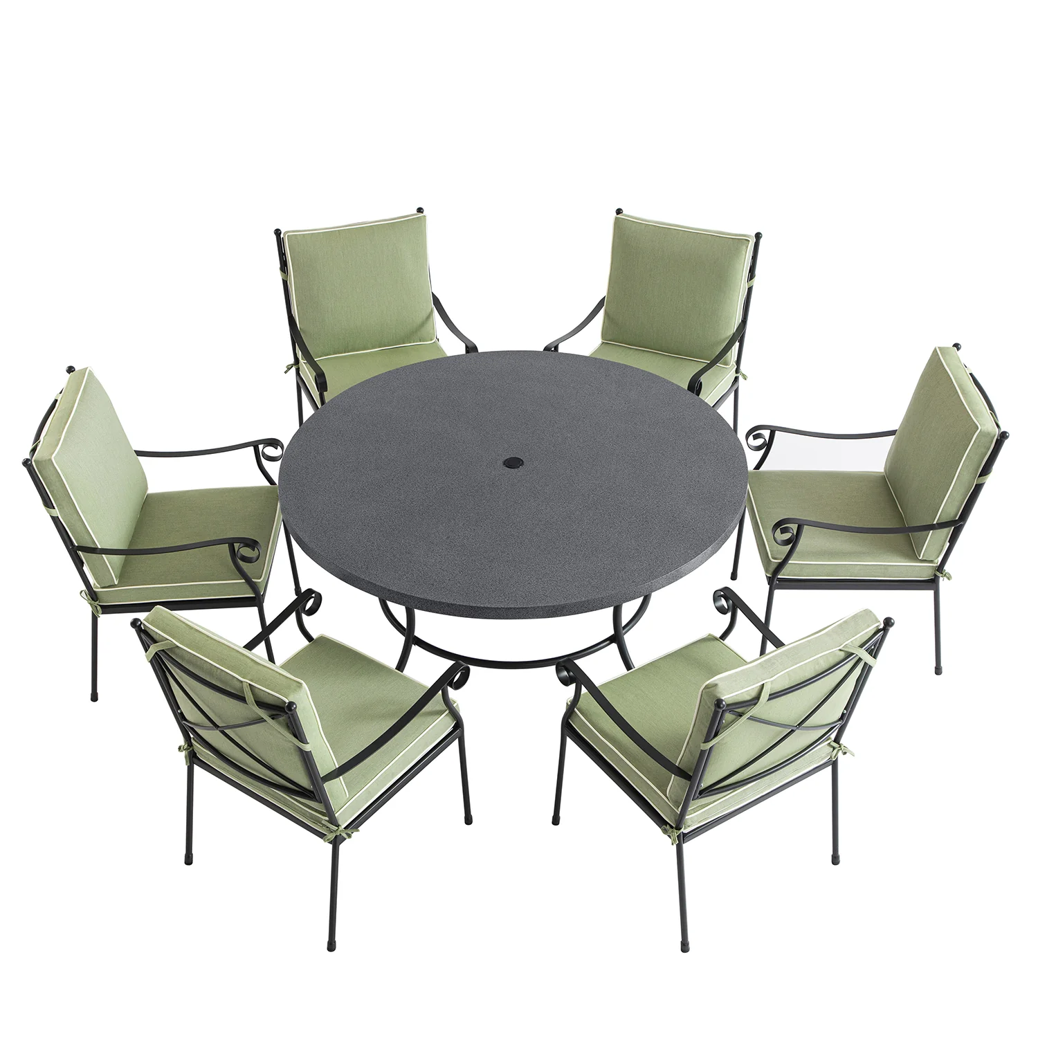 Haymes Indoor and Outdoor Metal 6-Seater Round Dining Set, Reseda Green - Image 7