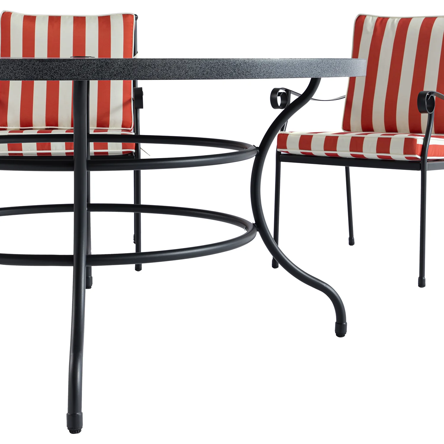 Haymes Indoor and Outdoor Metal 6-Seater Round Dining Set, Scarlet Stripe - Image 17